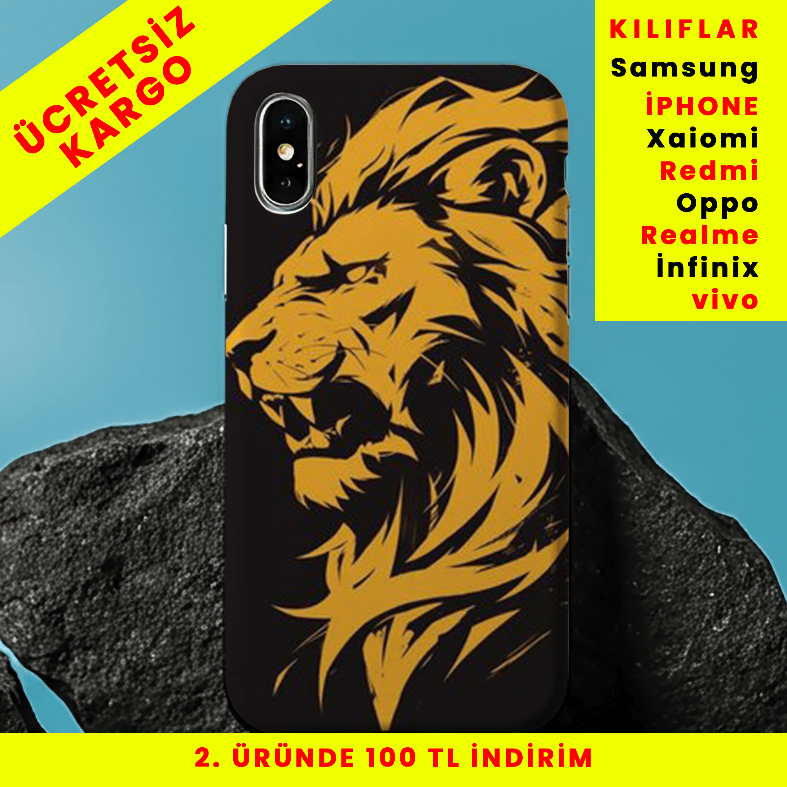 Aslanın Gücü Tasarım baskılı Telefon Kılıfları