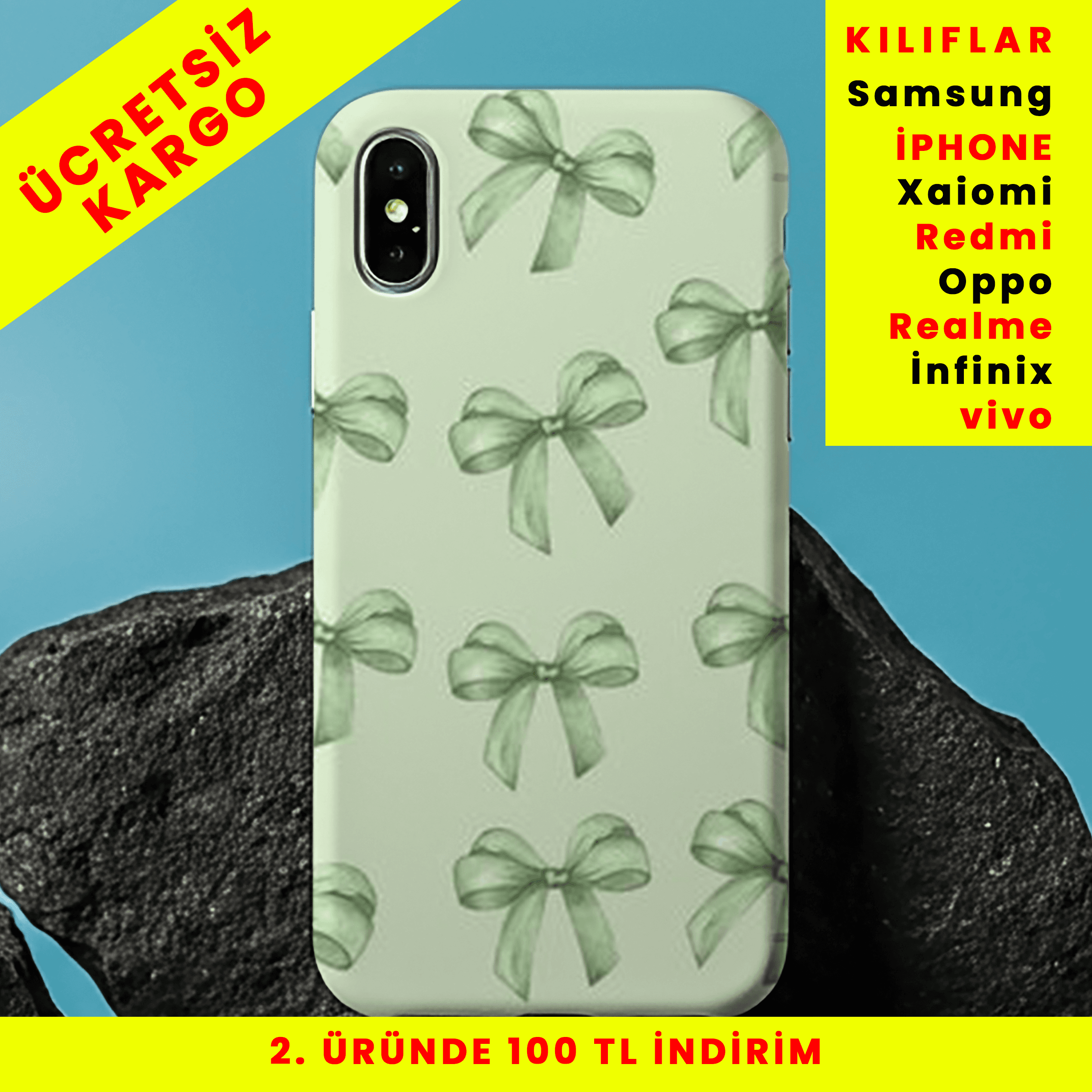 Zarif Kurdeleler Tasarım Baskılı Telefon Kılıfları