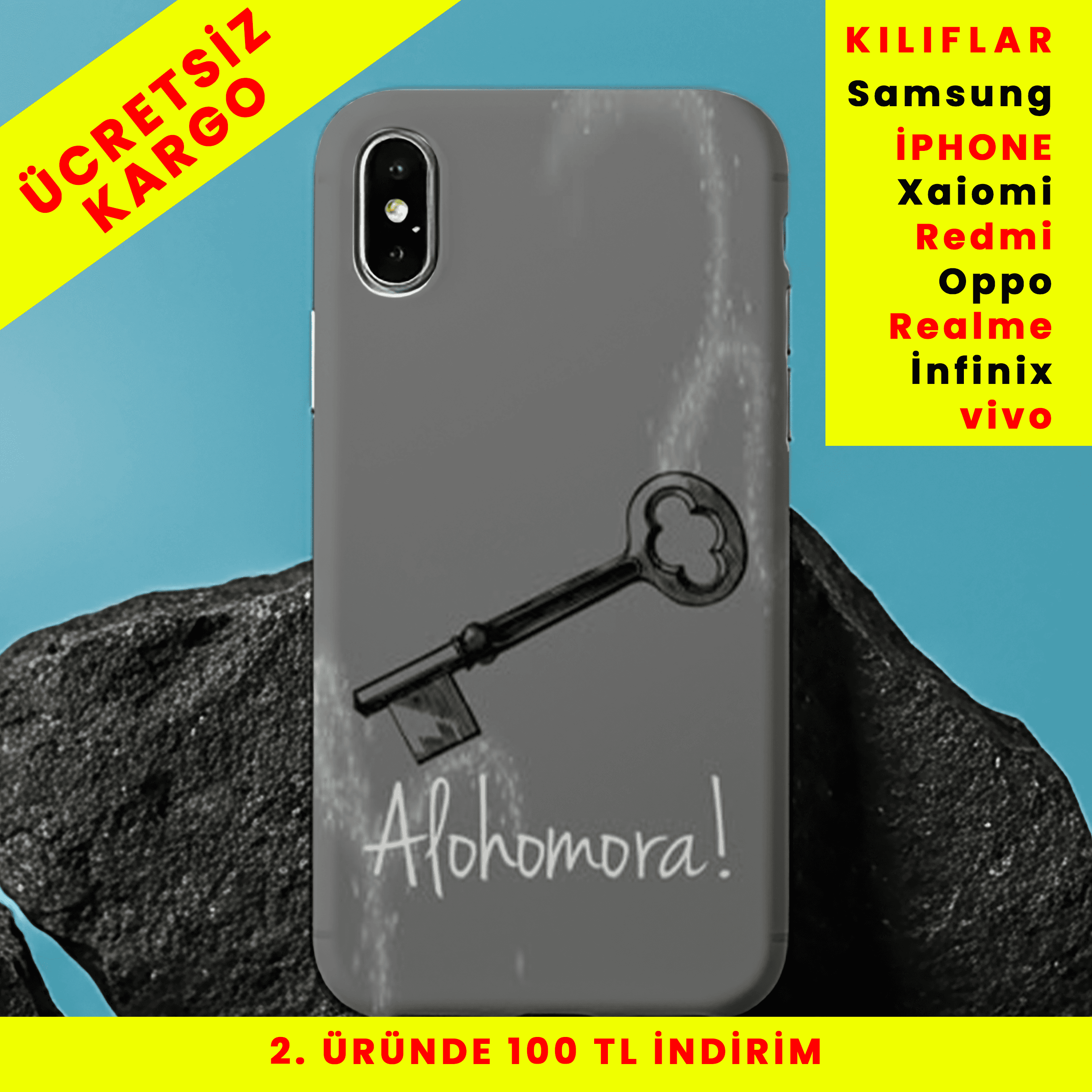 Alohomora Anahtarı Tasarım Baskılı Telefon Kılıfları