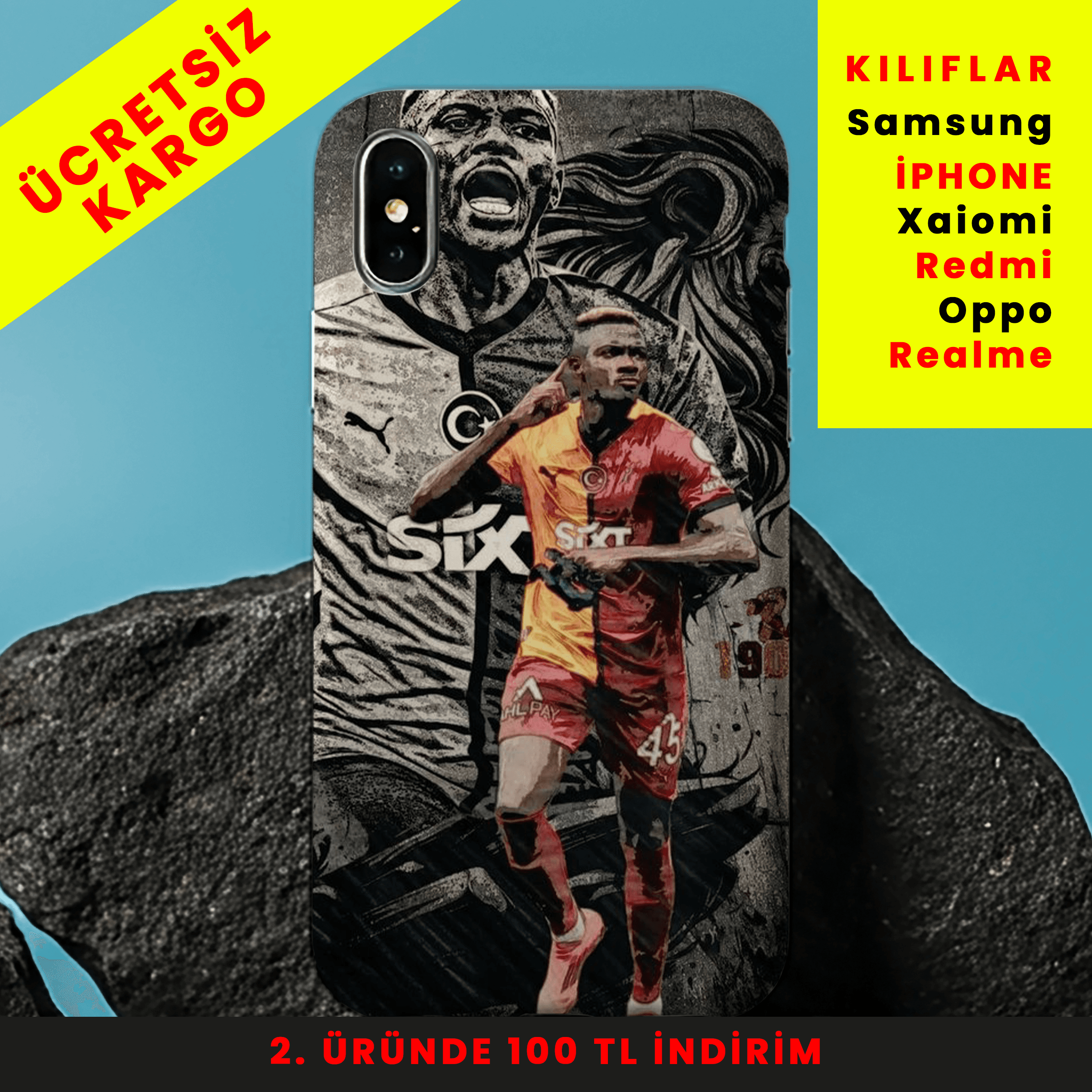 Yıldırım Osimhen Tasarım Baskılı Telefon Kılıfları