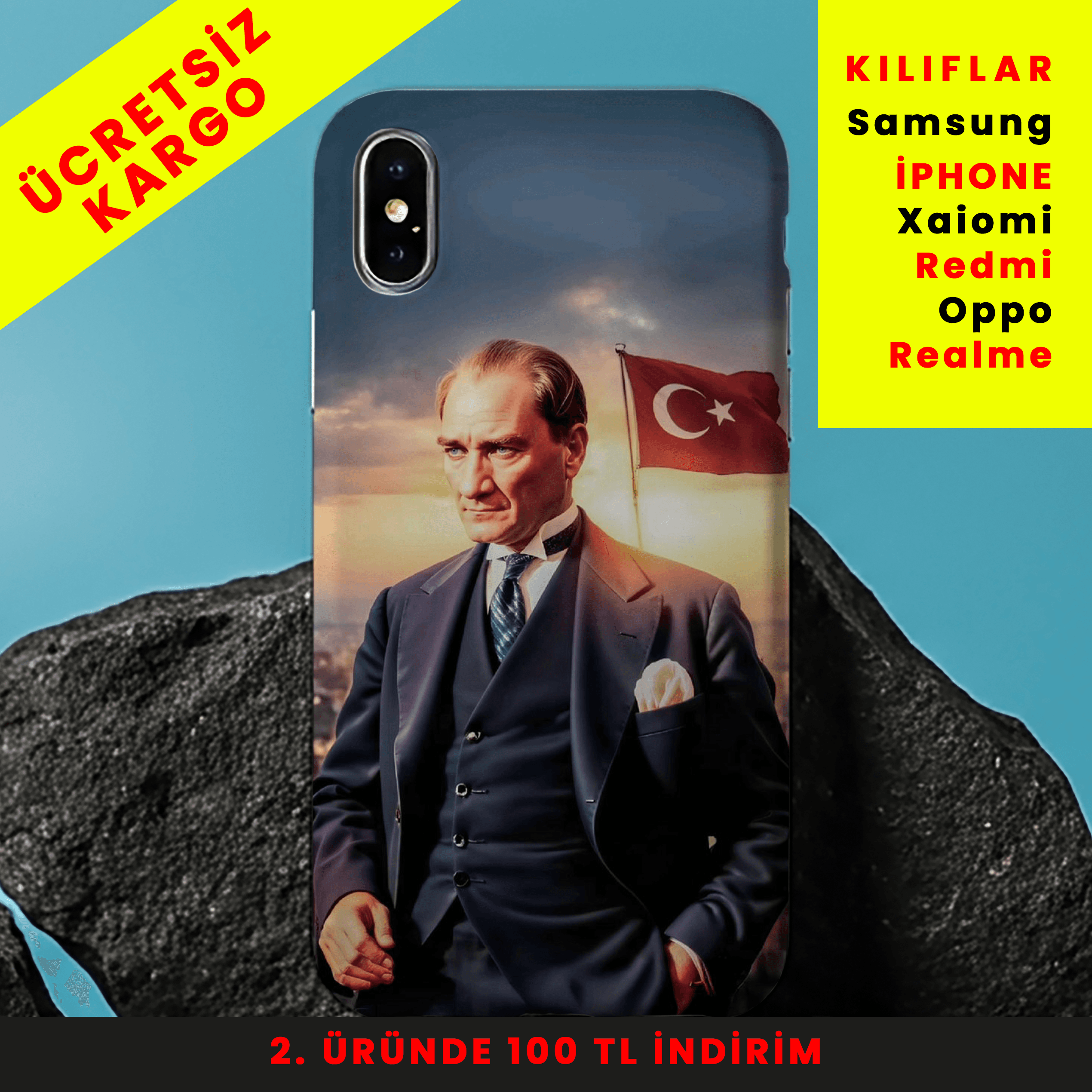  Gazi Mustafa Kemal Atatürk Tasarım Baskılı Telefon Kılıfları