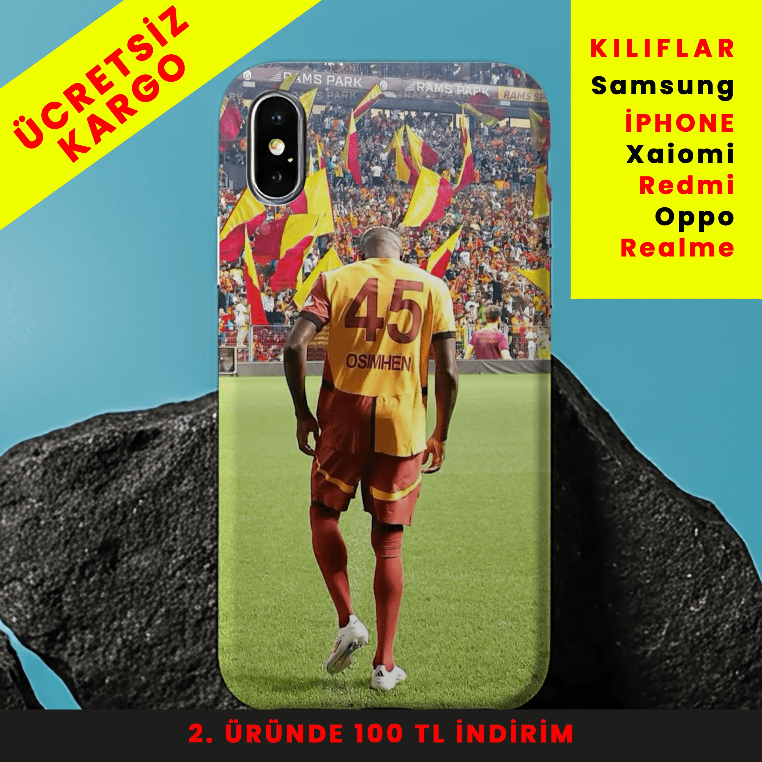 Osimhen & Tribün Ateşi Tasarım Baskılı Telefon Kılıfları