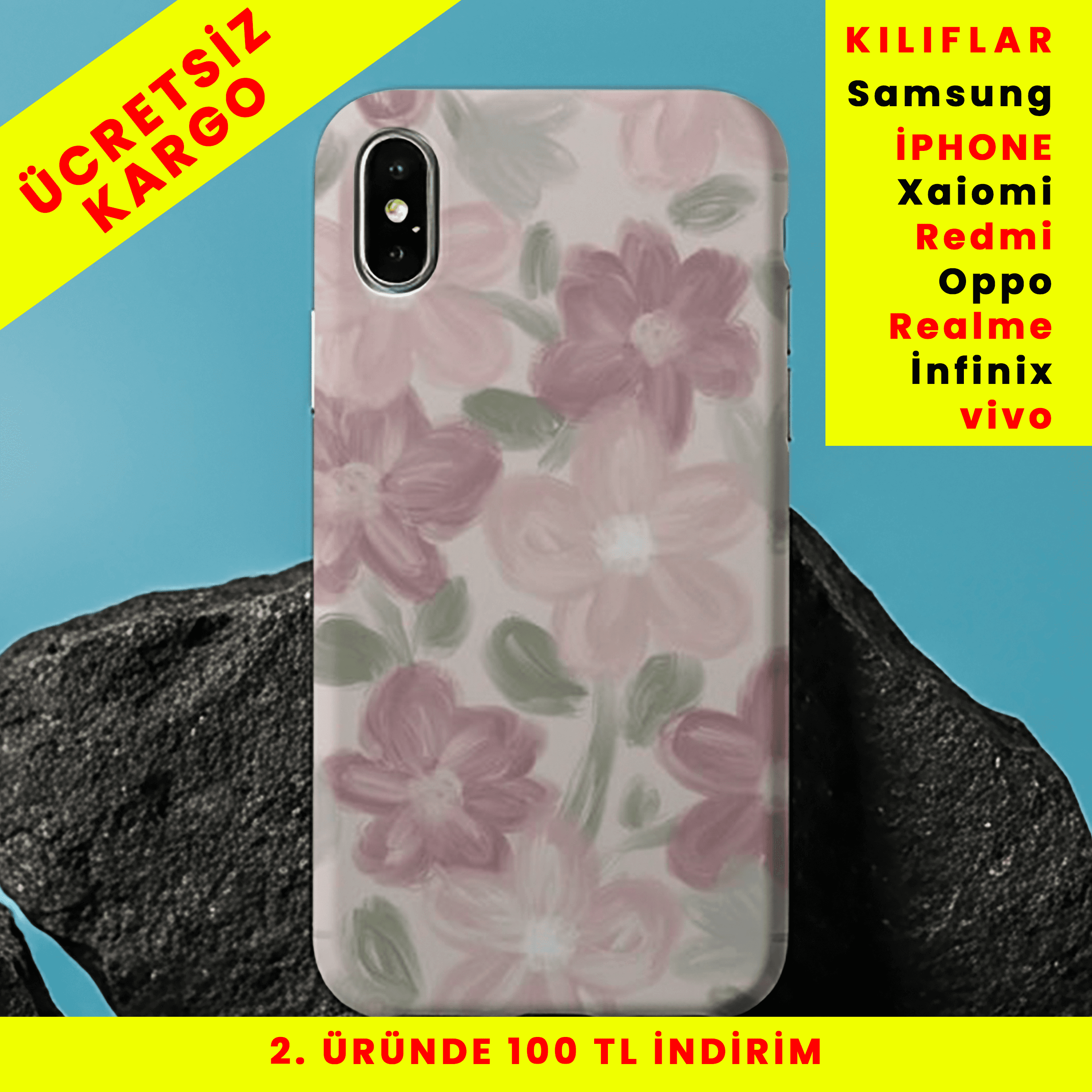 Pastel Bahar Tasarım Baskılı Telefon Kılıfları