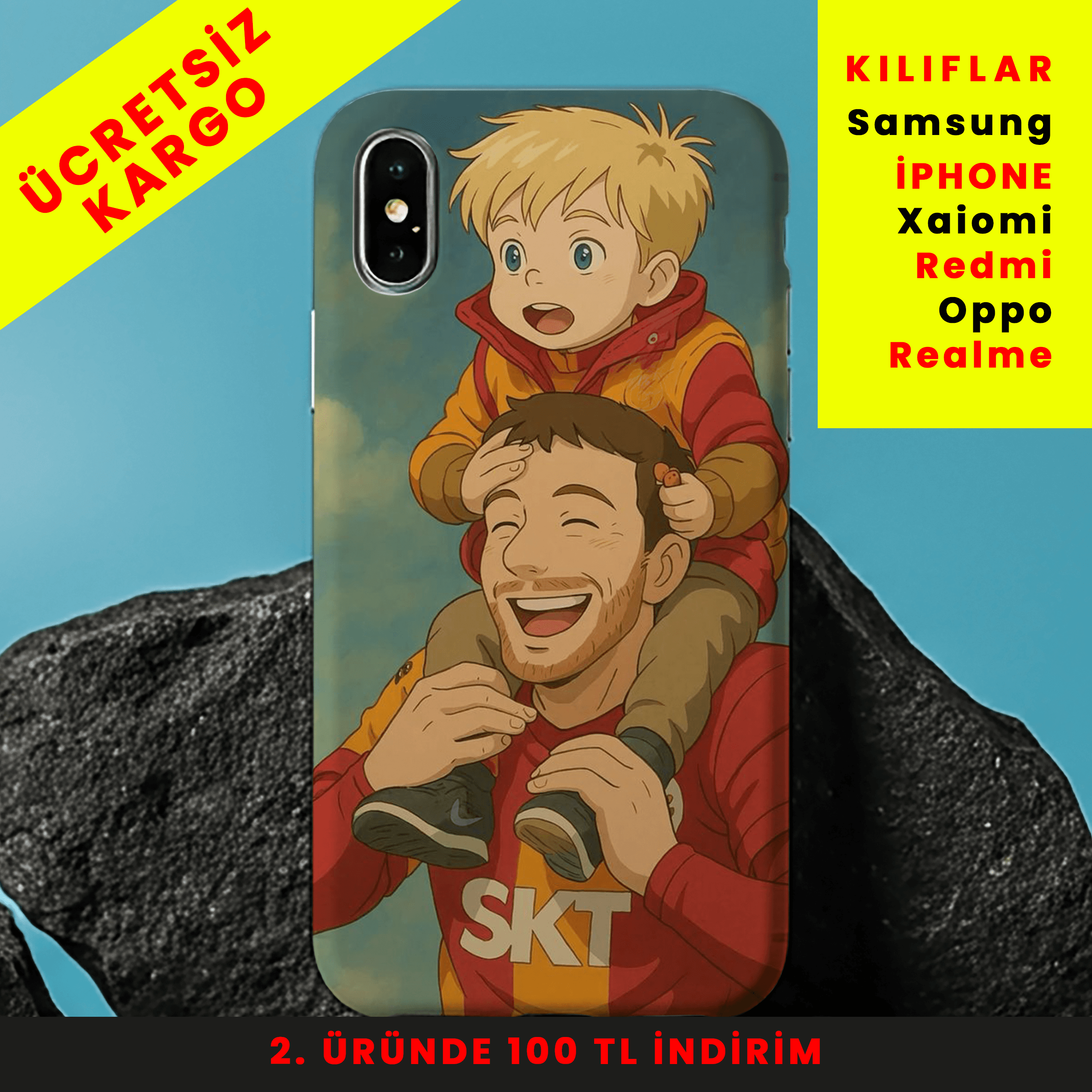 Aslan Gibi Baba-Oğul Tasarım Baskılı Telefon Kılıfları