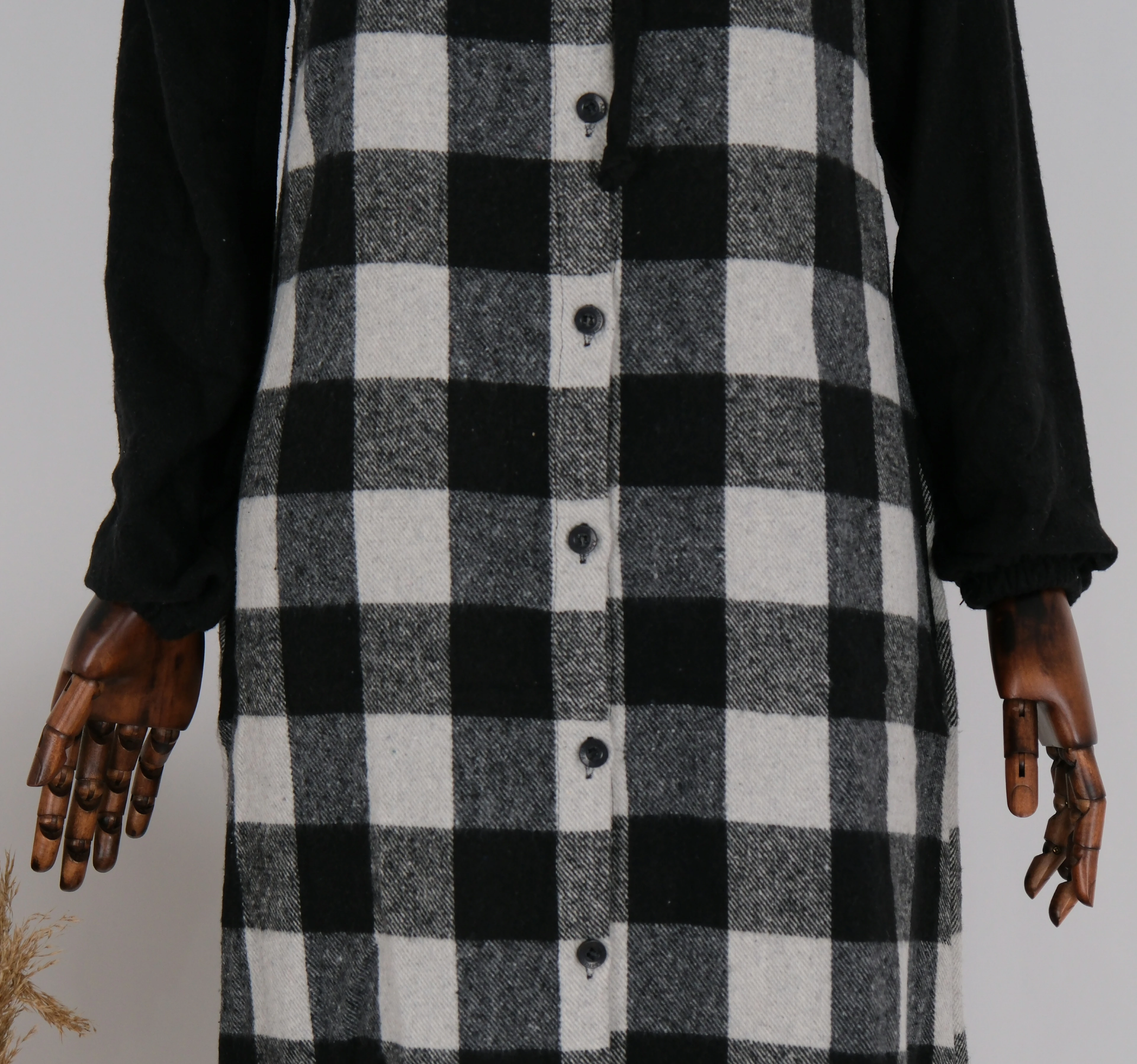 KAPÜŞONLU DESENLİ UZUN HIRKA 