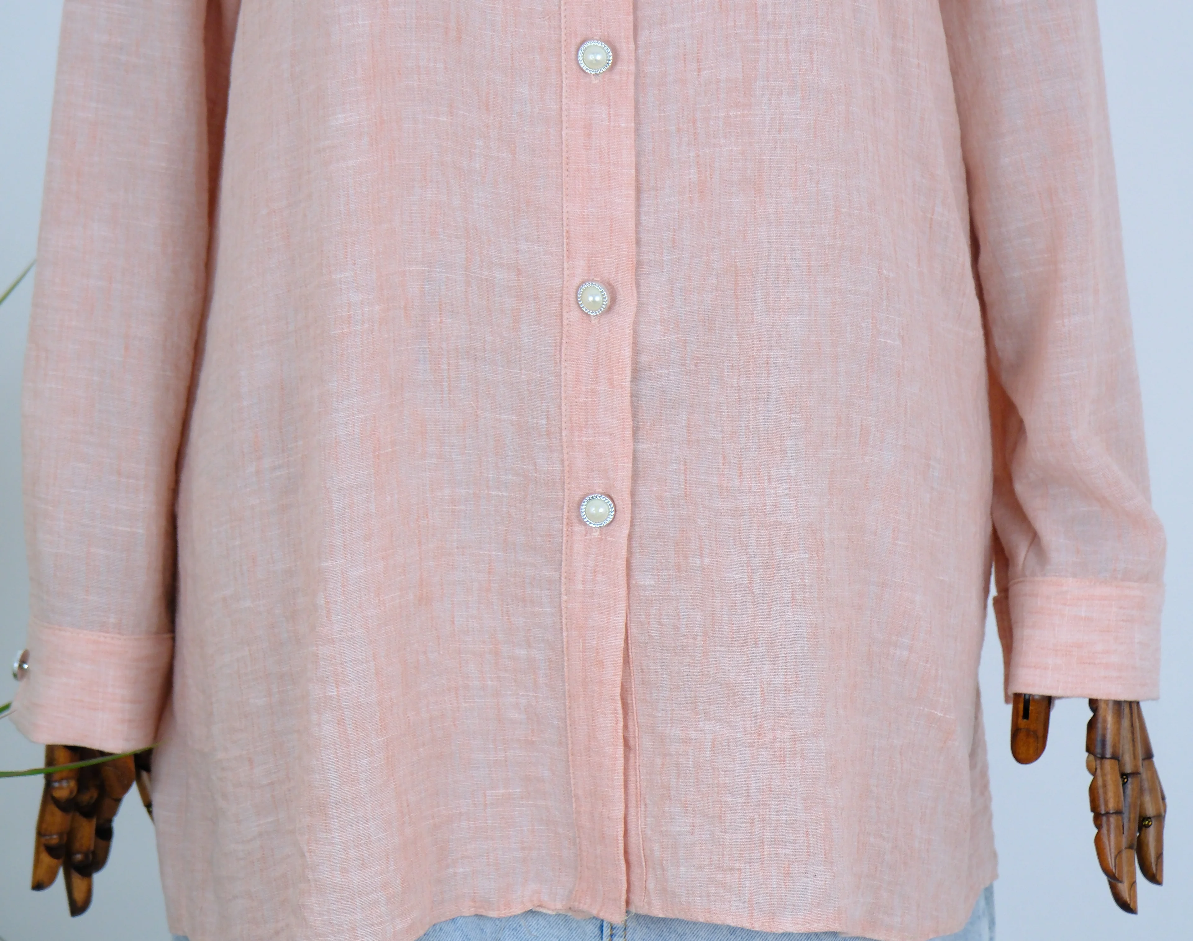 TAŞ İŞLEMELİ KETEN GÖMMLEK 