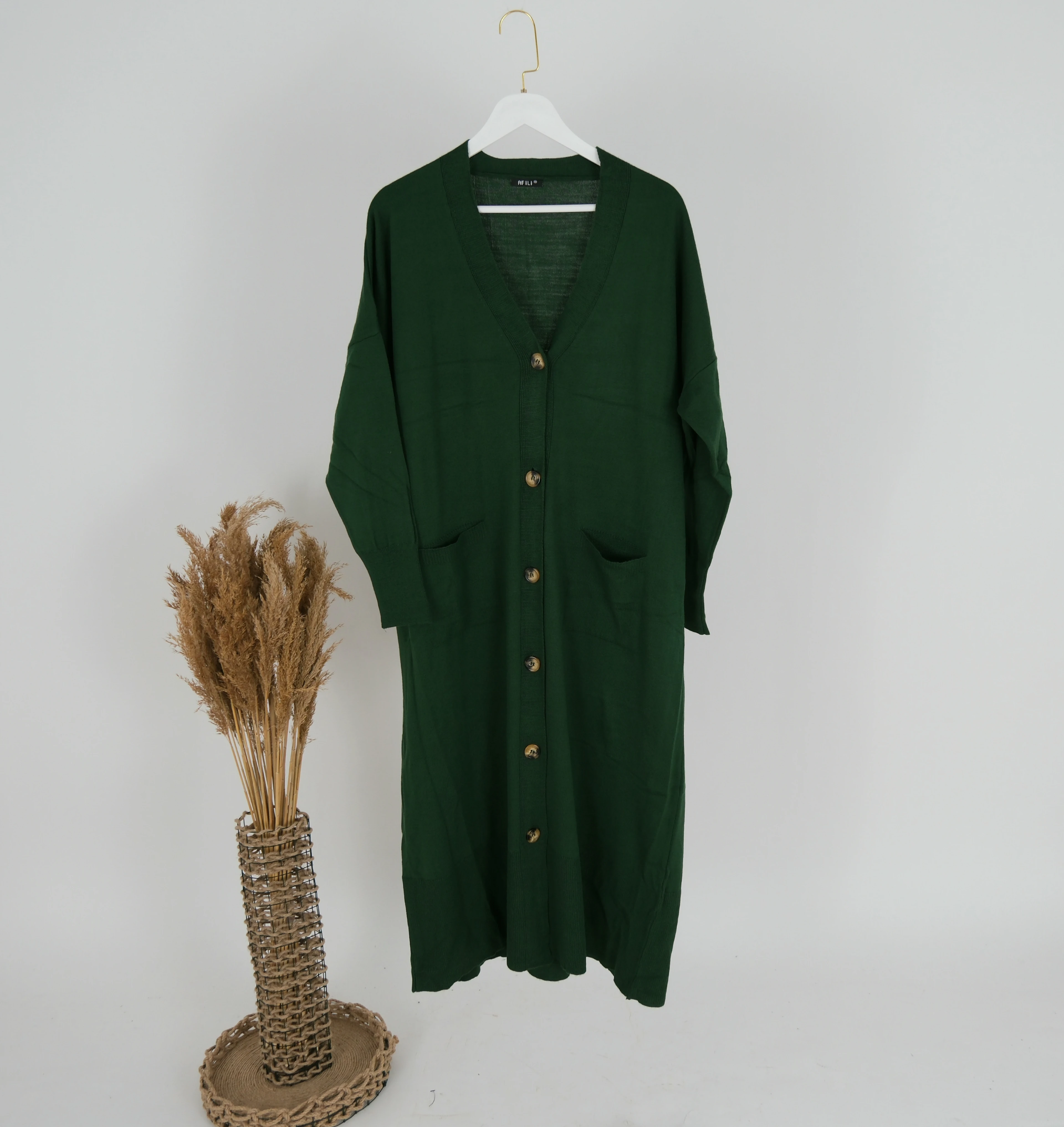 TRİKO UZUN HIRKA  - Yeşil