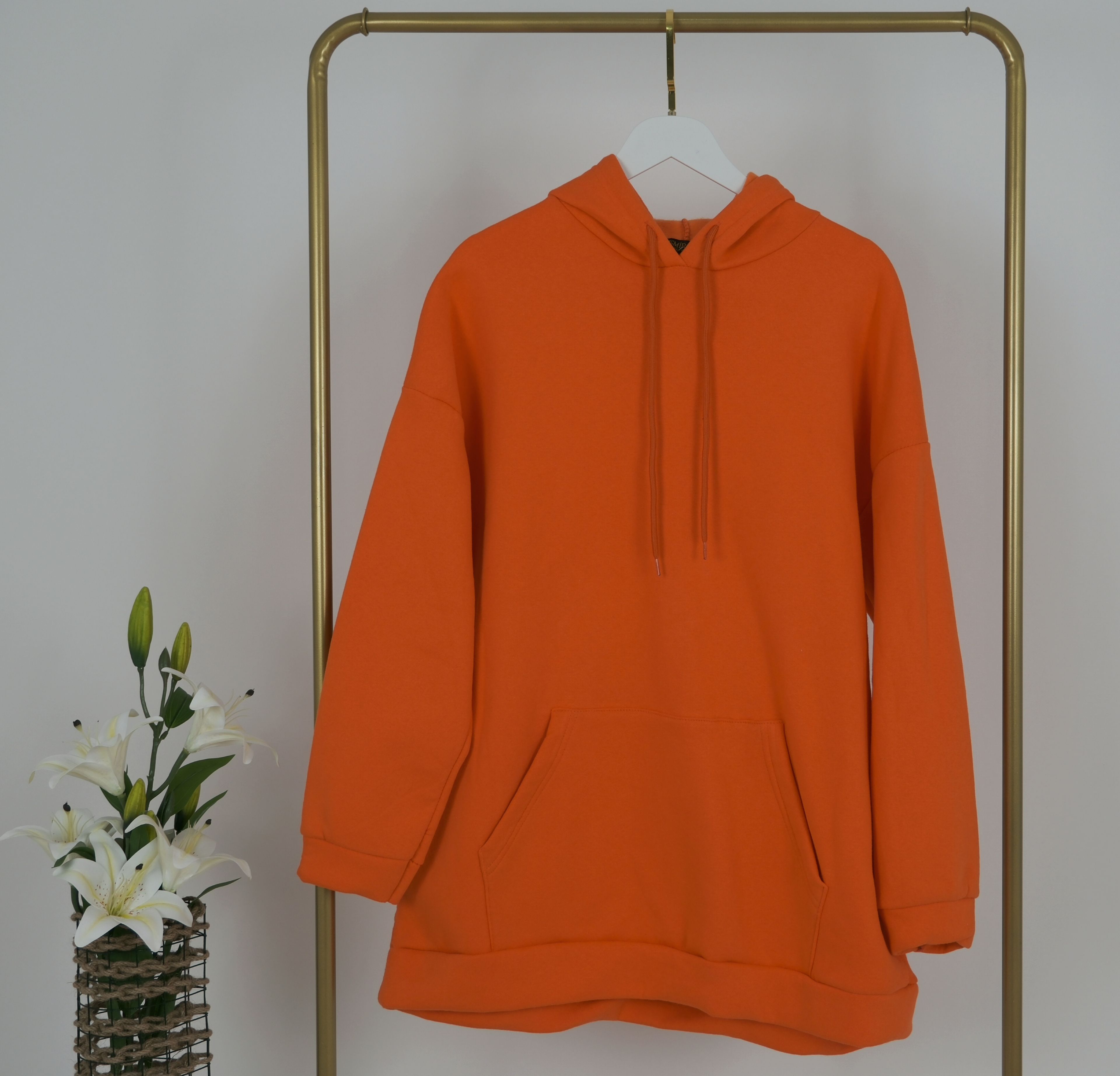 OVERSİZE KAPÜŞONLU SWEATSHİRT  - Turuncu