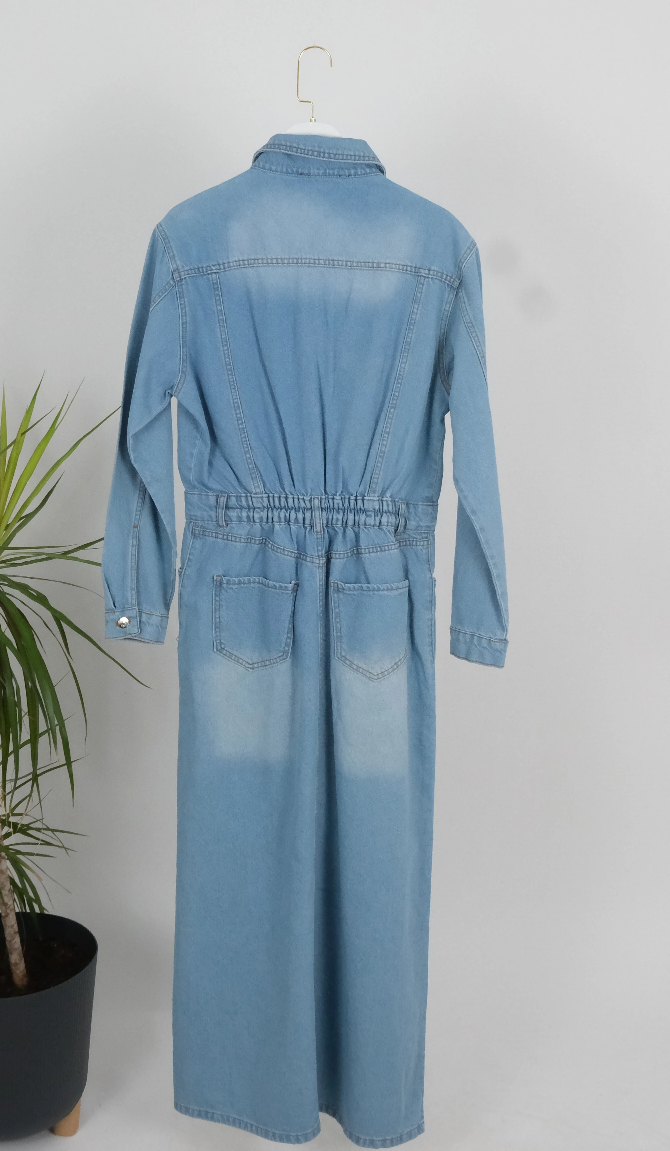 AÇIK MAVİ DENİM UZUN ELBİSE 