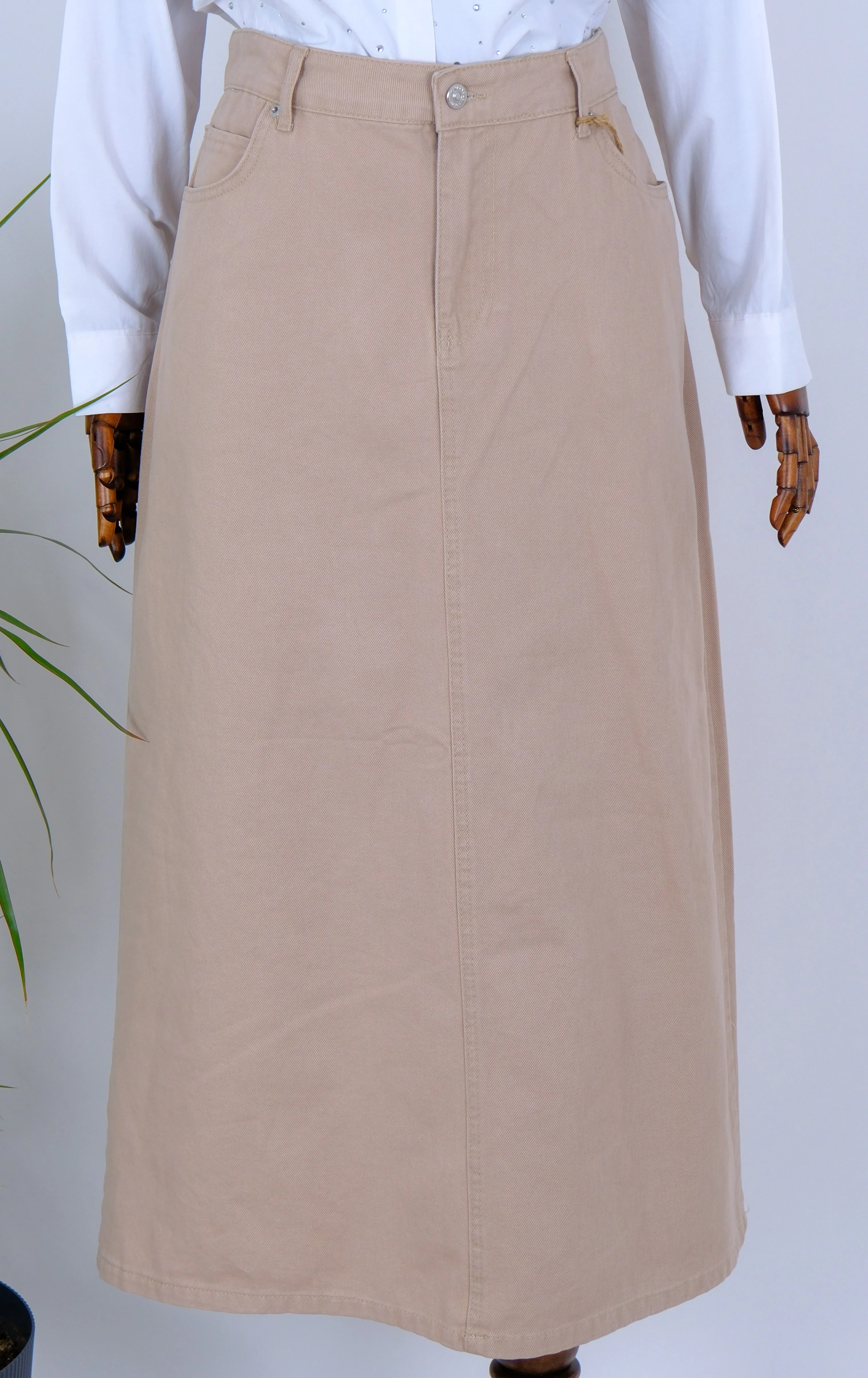 YÜKSEL BEL KOT ETEK  - Bej