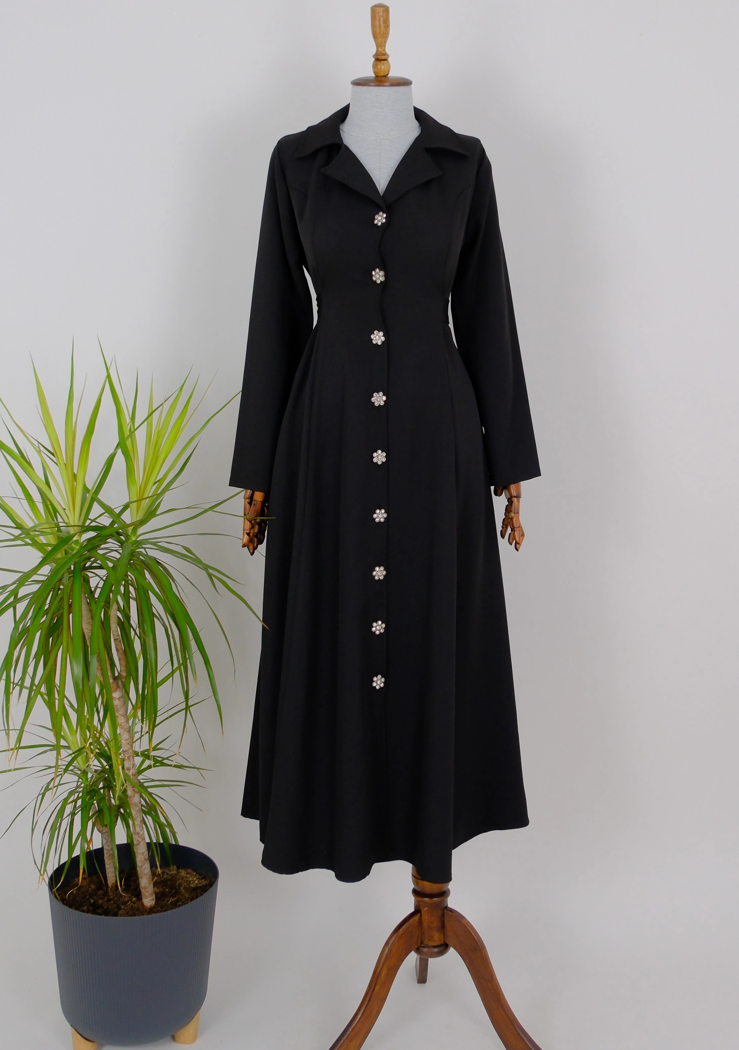 TAŞ DETAYLI ELBİSE  - Siyah