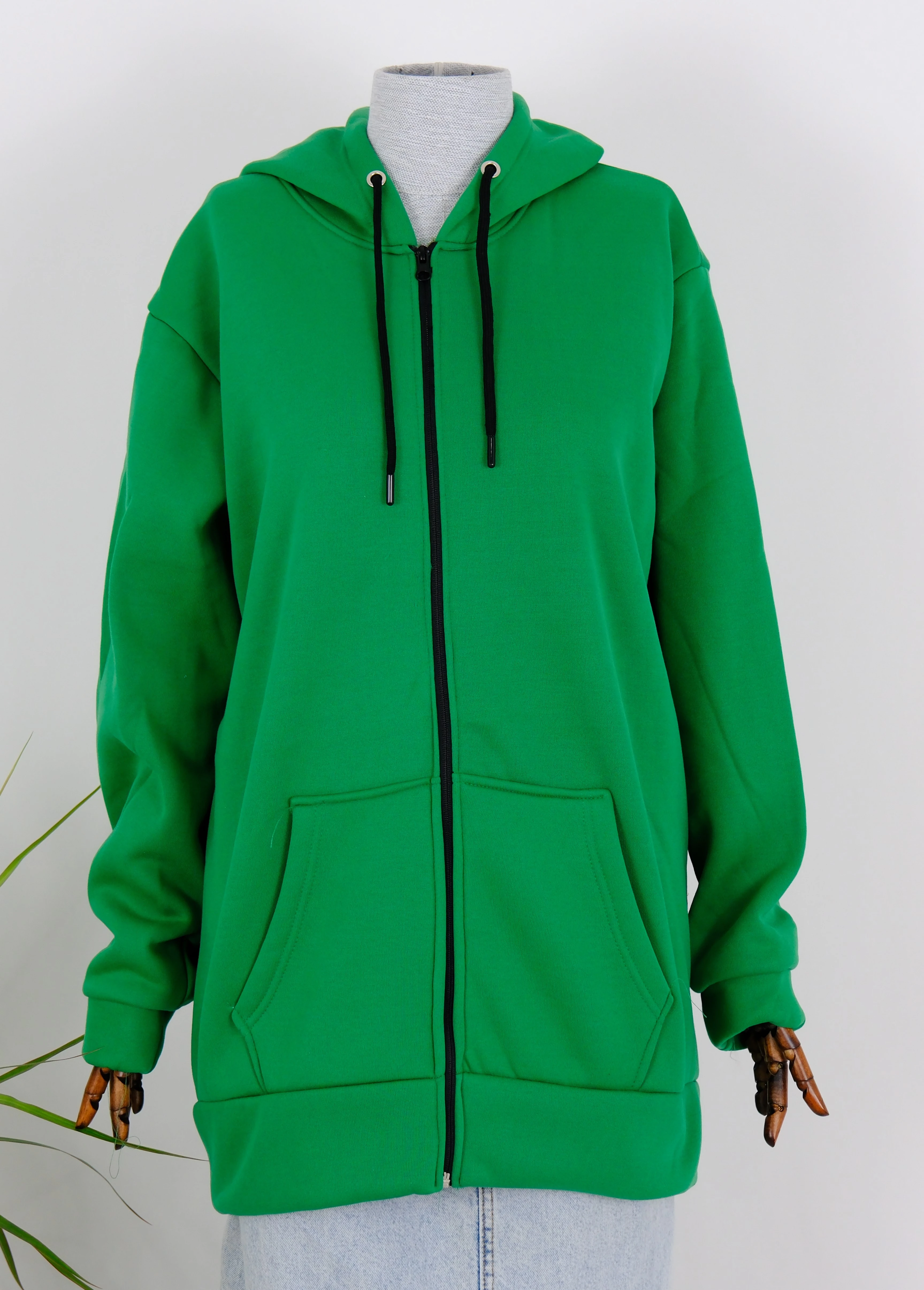 FERMUARLI KAPÜŞONLU SWEATSHIRT - Yeşil