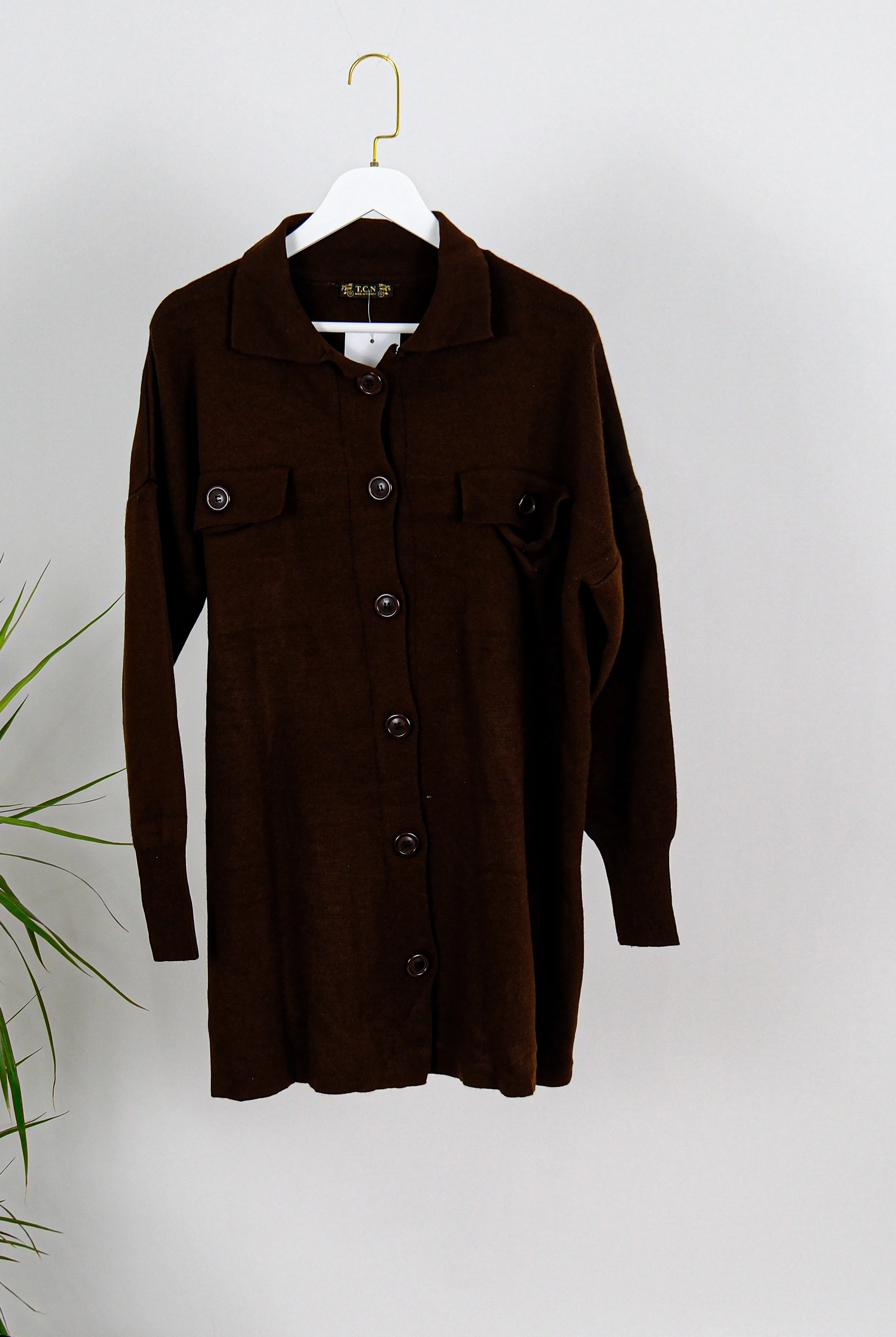 DÜĞMELİ TRİKO TAKIM  - Acı Kahve