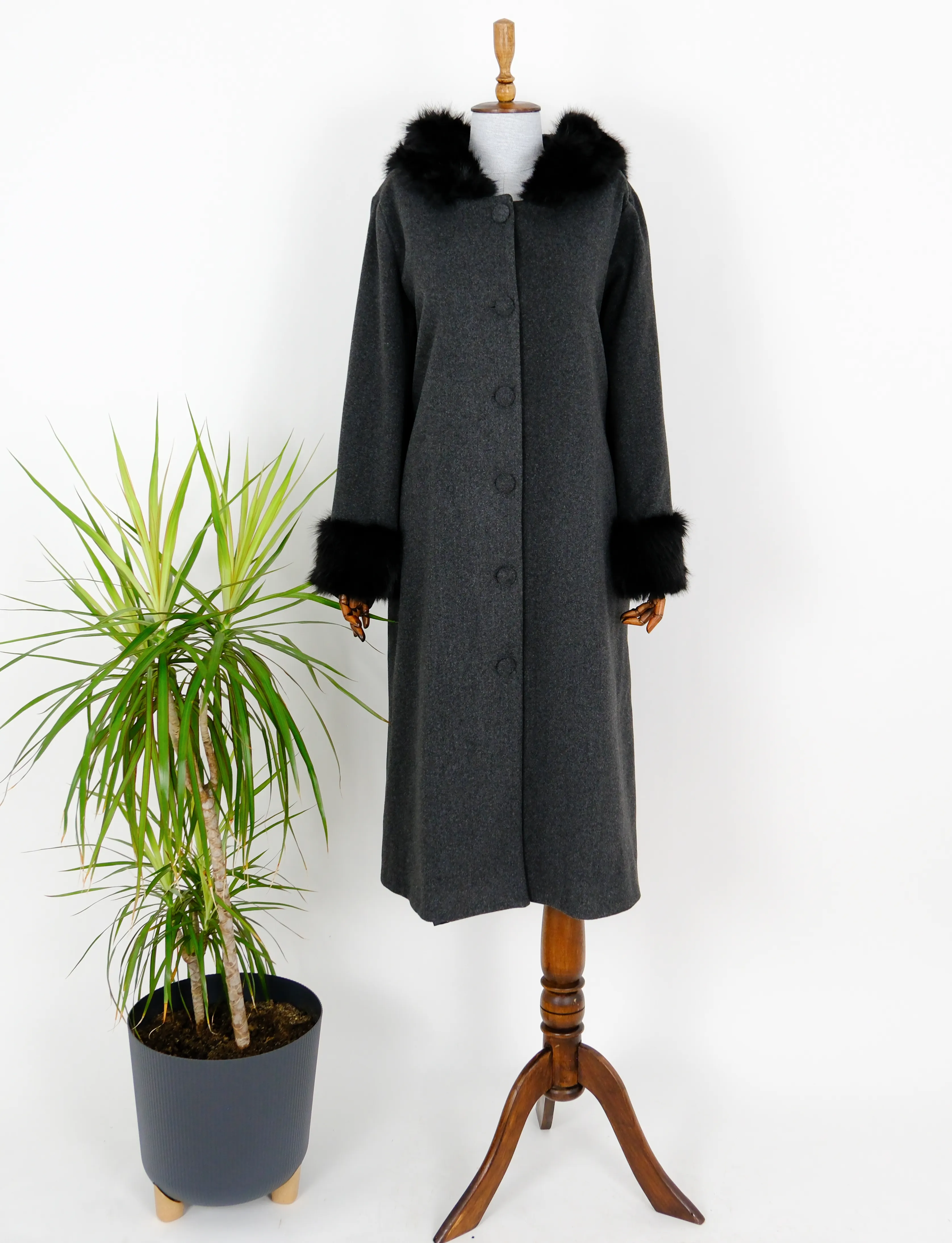 KÜRK DETAYLI KABAN  - Gri