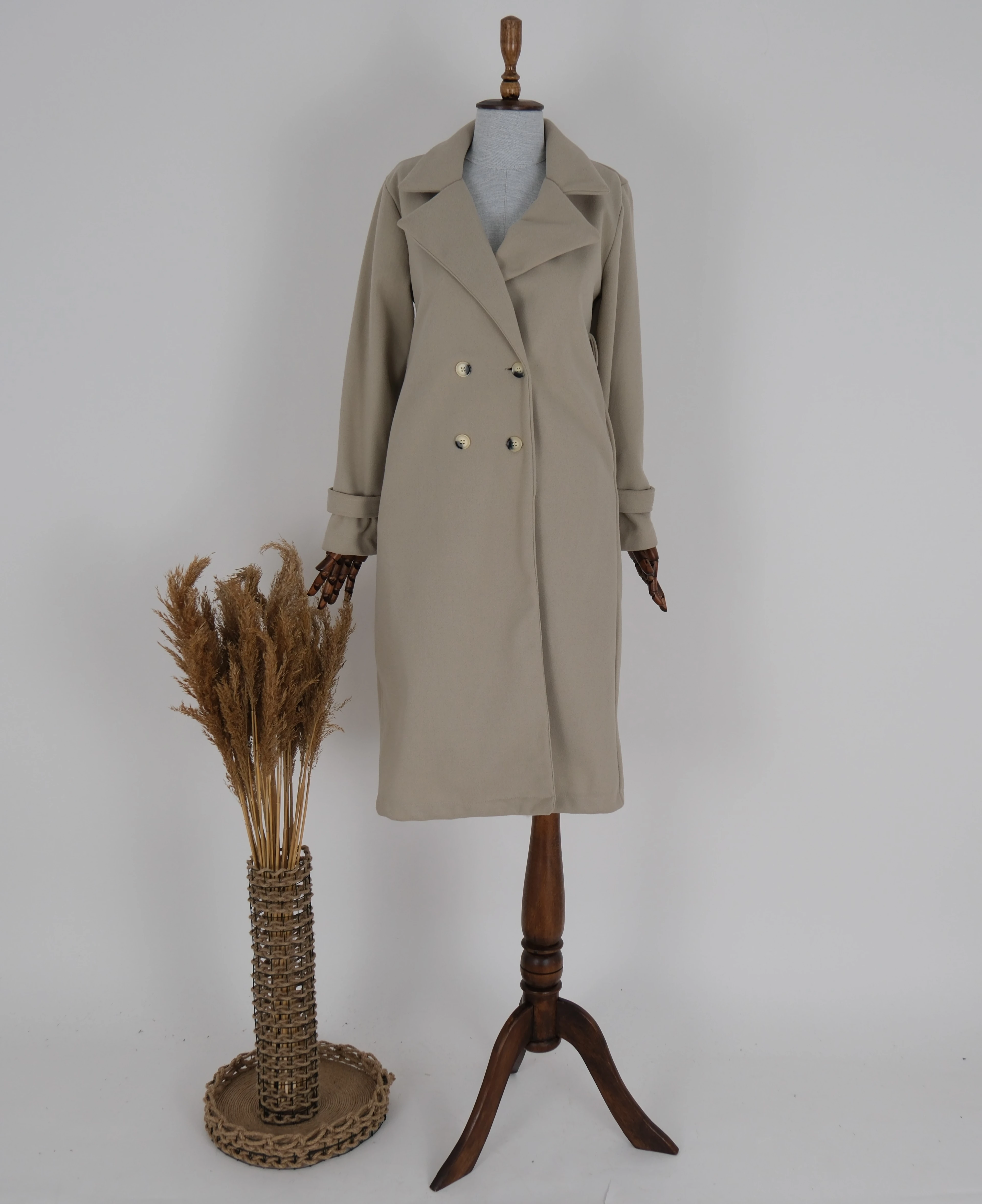 KEMERLİ KAŞE KABAN   - Bej