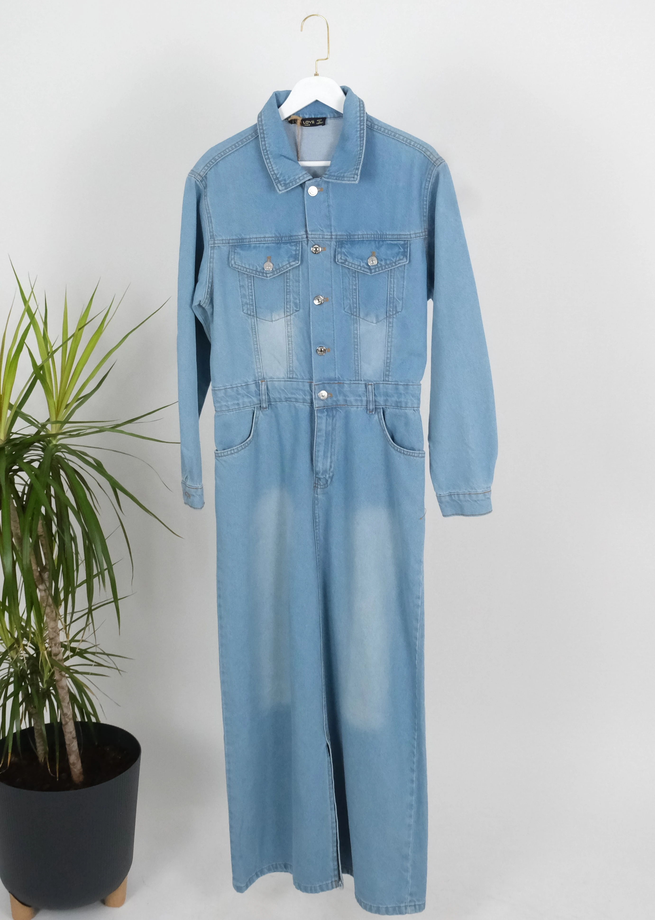 AÇIK MAVİ DENİM UZUN ELBİSE 