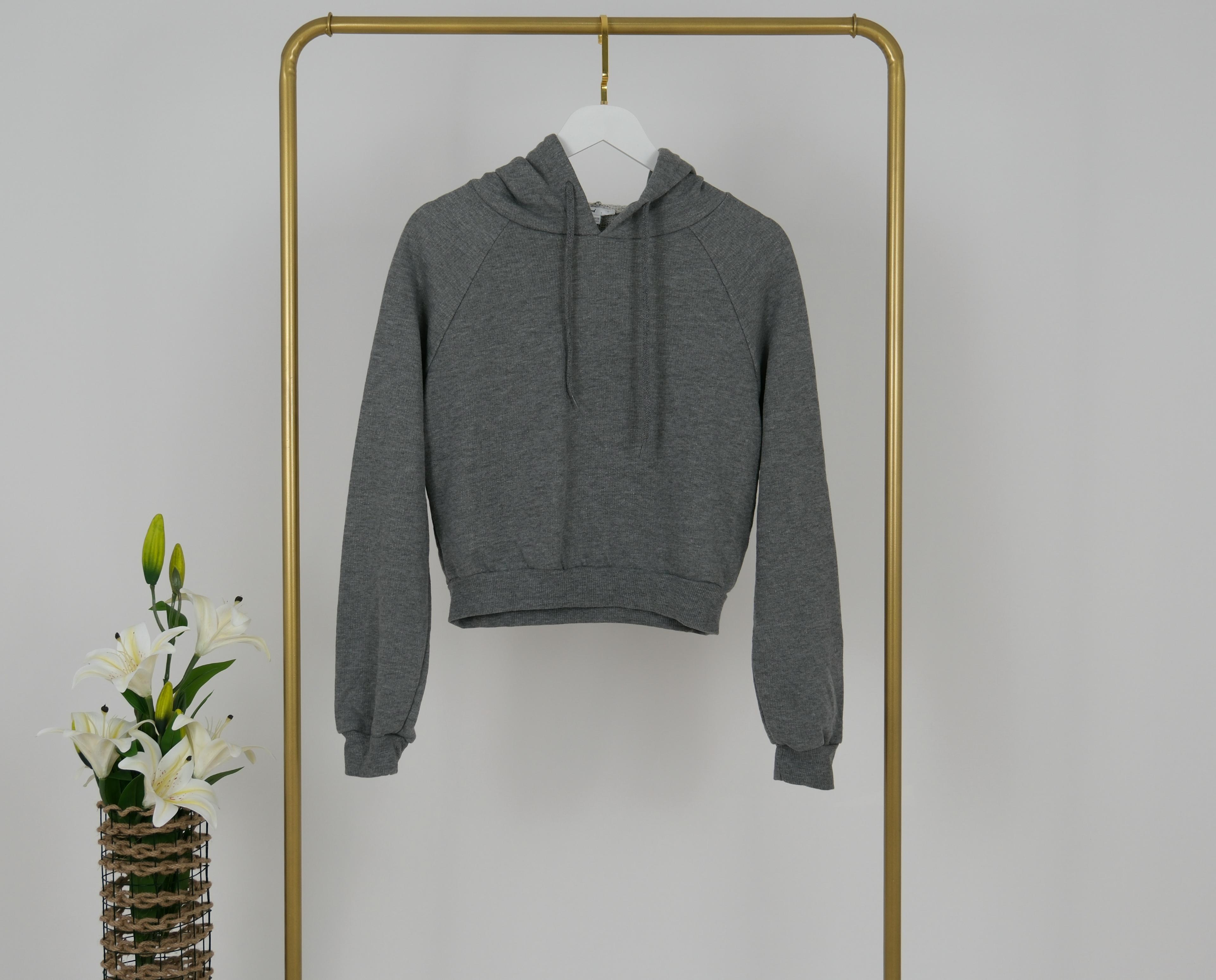 CROP KAPÜŞONLU SWEATSHİRT  - Gri