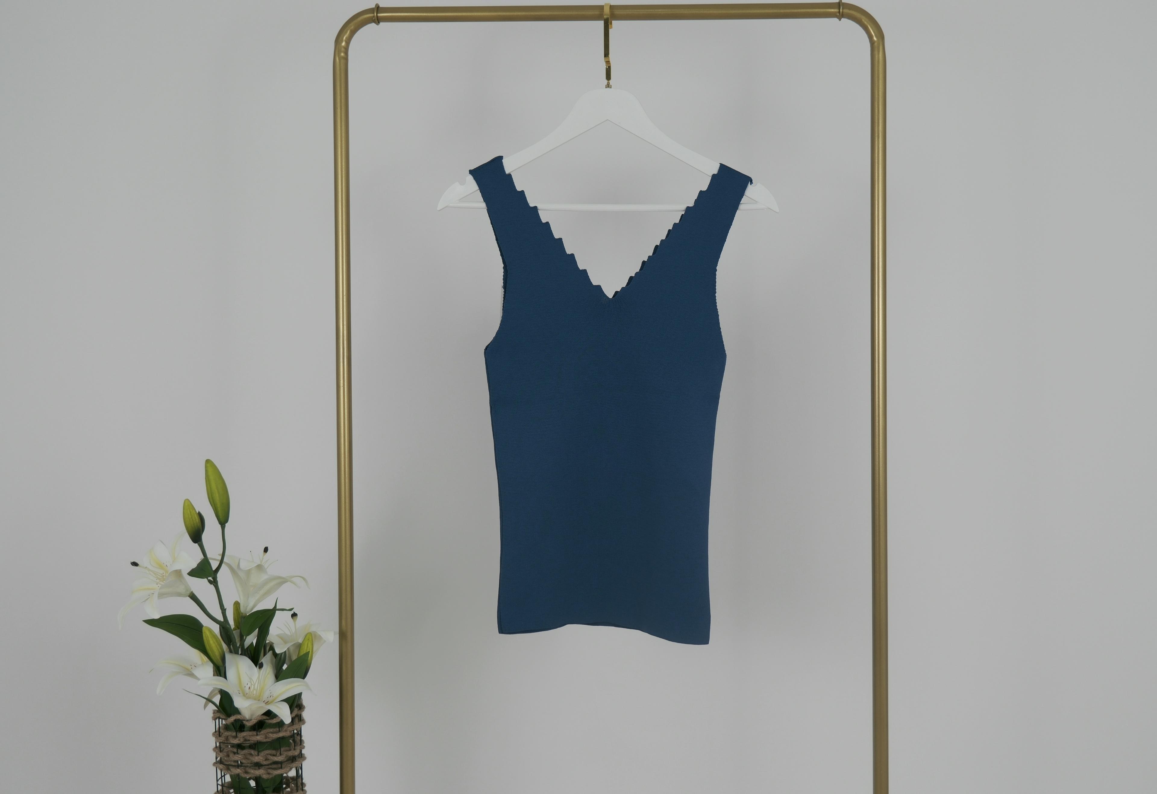 FİTİLLİ ASKILI BLUZ - Mavi