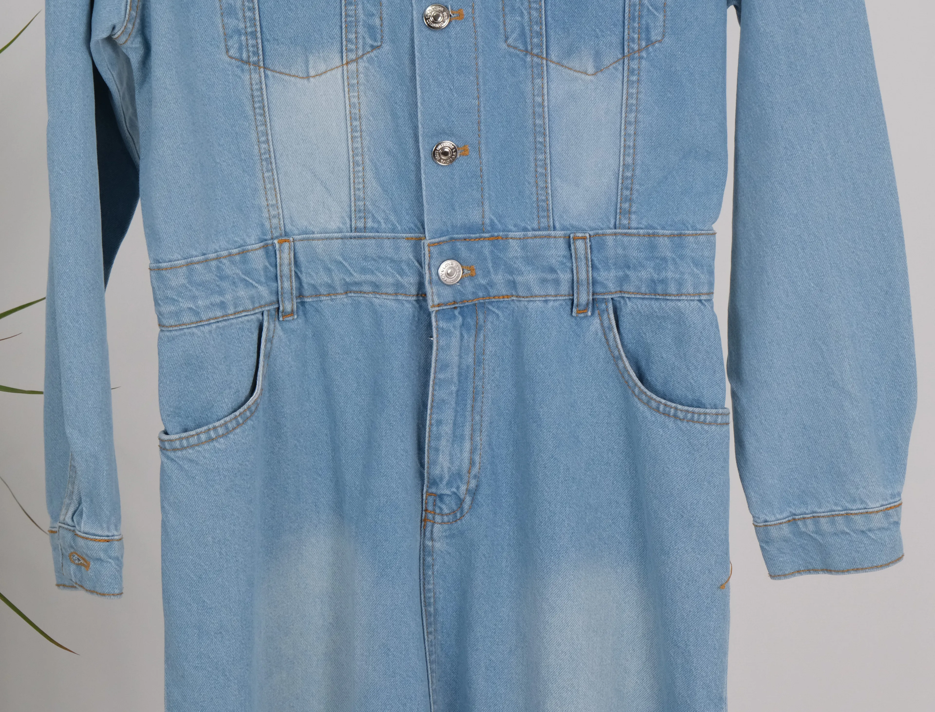 AÇIK MAVİ DENİM UZUN ELBİSE 