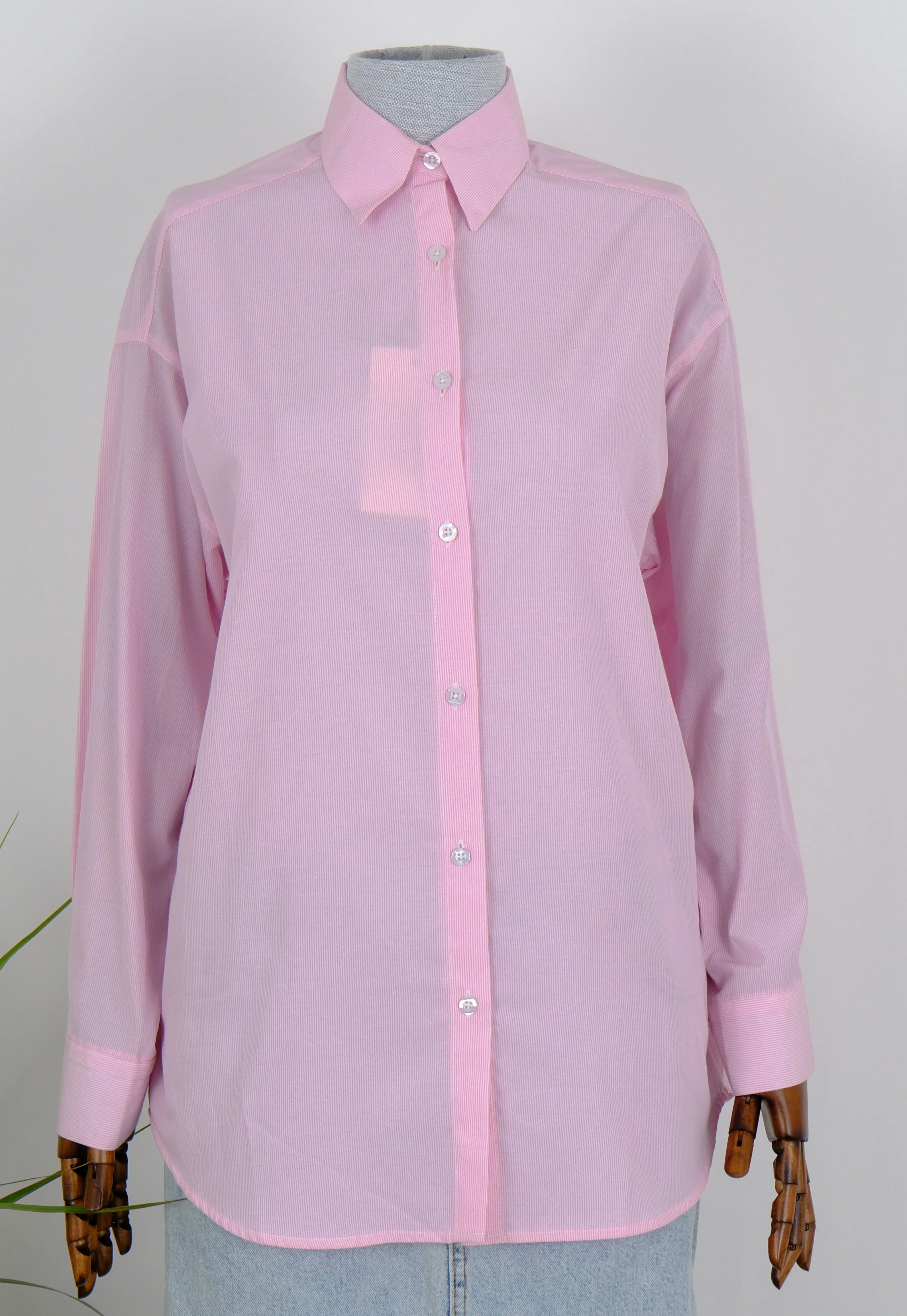 ÇİZGİLİ BASIC GÖMLEK  - Toz Pembe