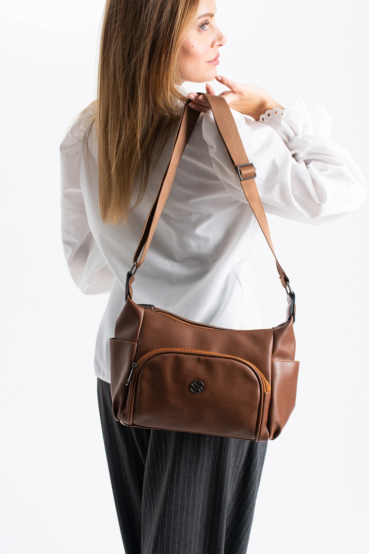 6 Bölmeli Astarlı Ayarlanabilir Uzun Askılı Bayan Çapraz Çanta