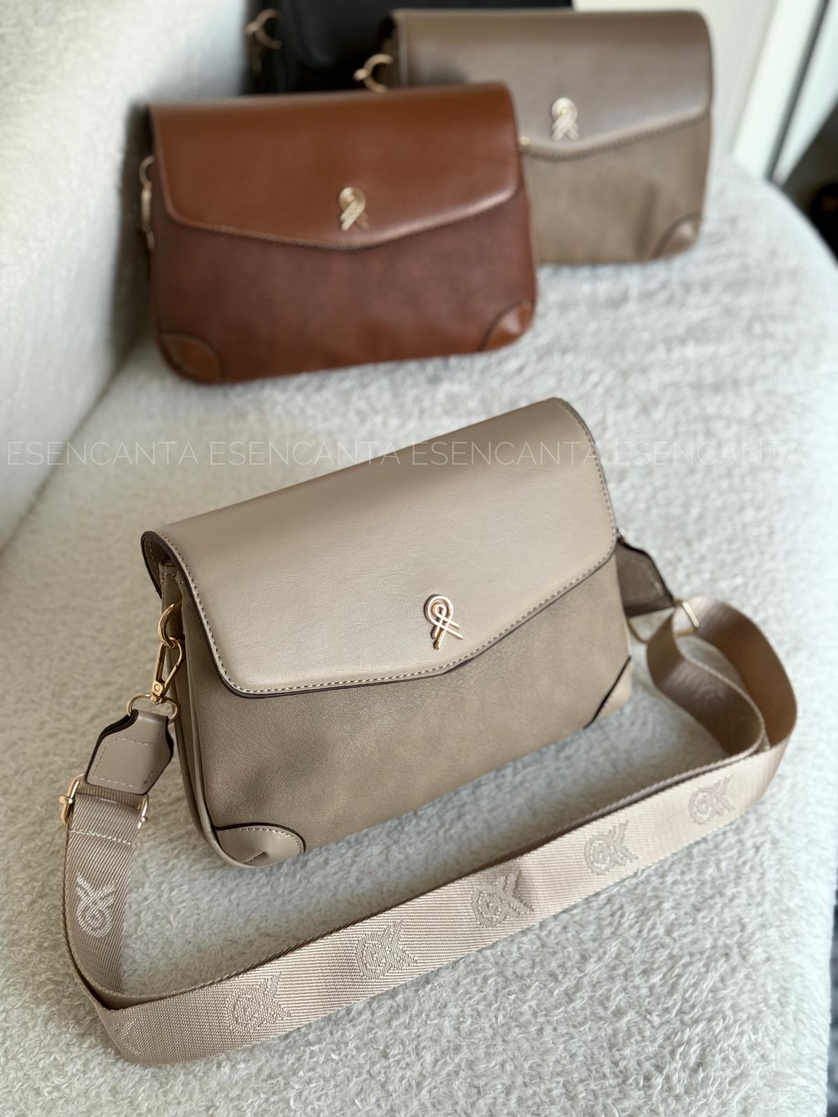 2 Bölmeli Ayarlanabilir Kolon Askılı Astarlı Bayan Çapraz Çanta  - Vizon