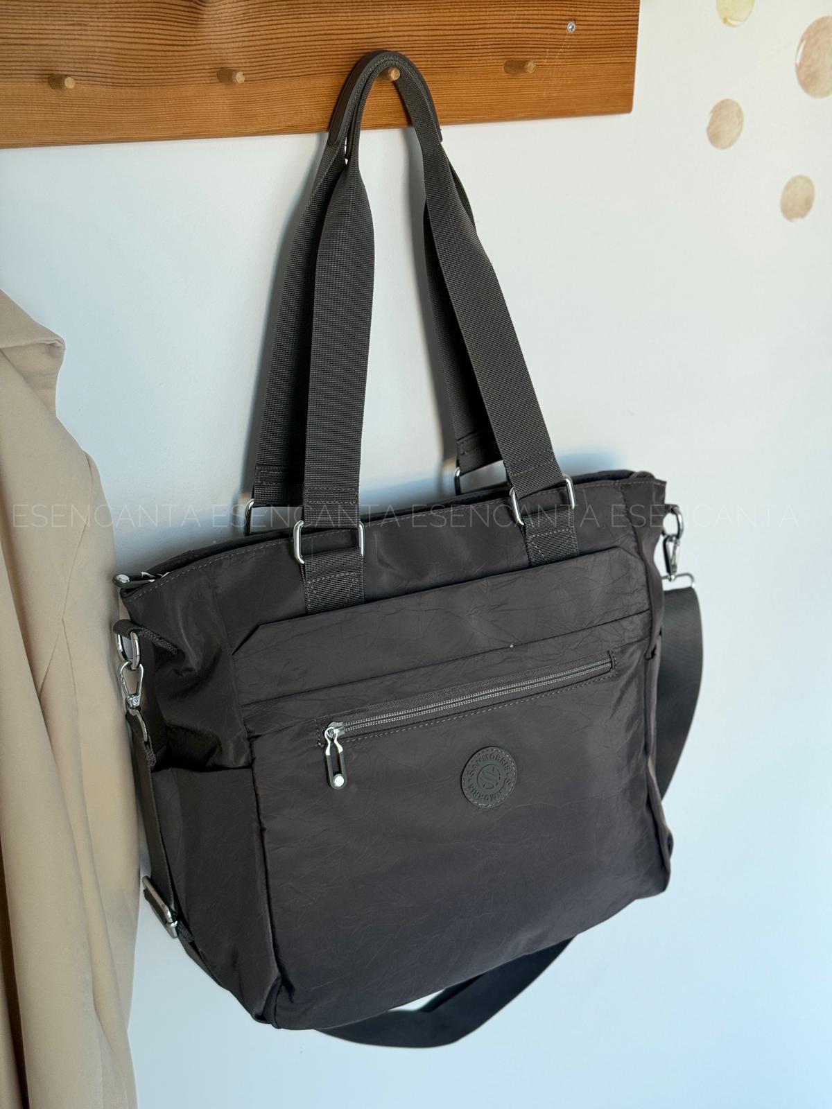 5 Bölmeli Su Geçirmez Astarlı Ayarlanabilir Uzun Askılı Bayan Çapraz Çanta - Koyu Gri