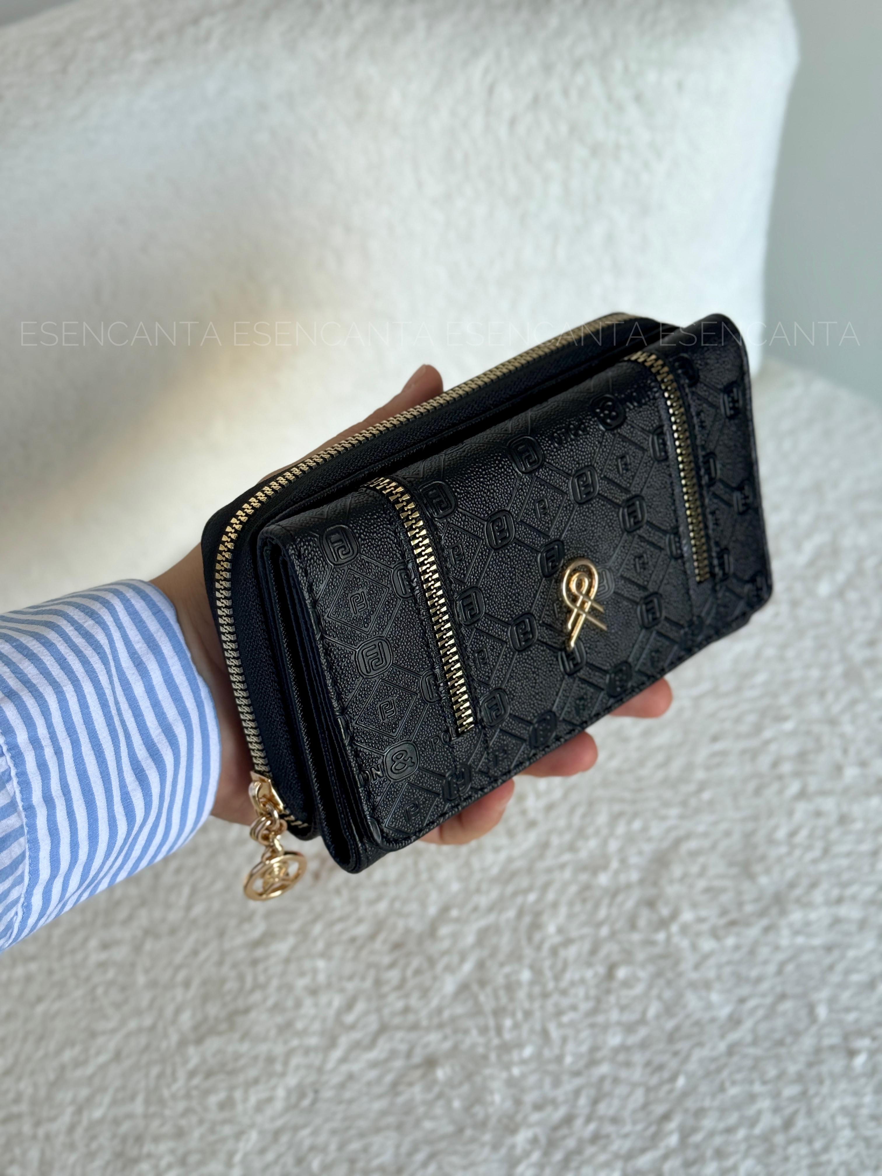 Fermuar Detaylı Çok Gözlü Bayan Cüzdan - Polo Siyah