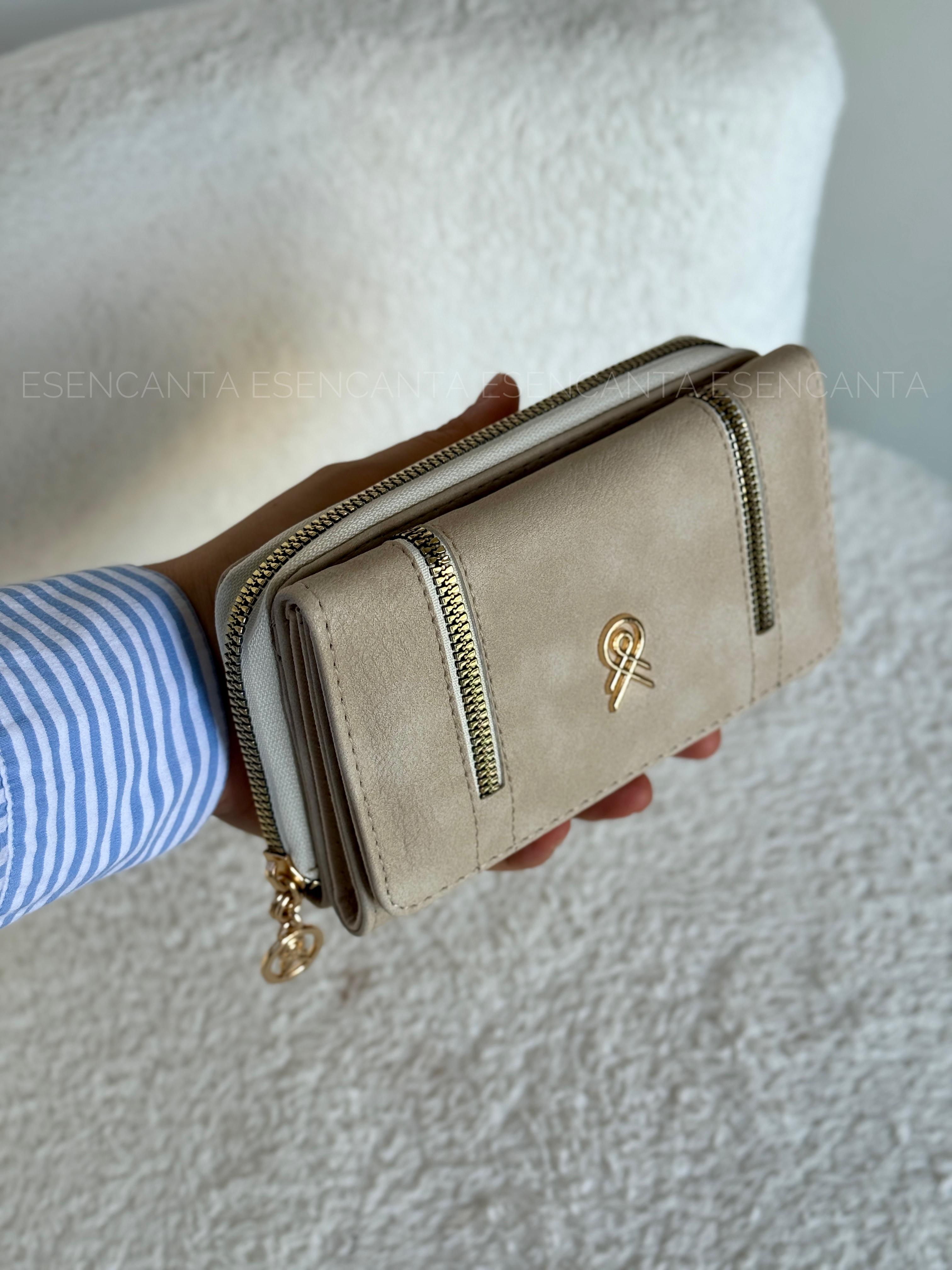 Fermuar Detaylı Çok Gözlü Bayan Cüzdan - Krem