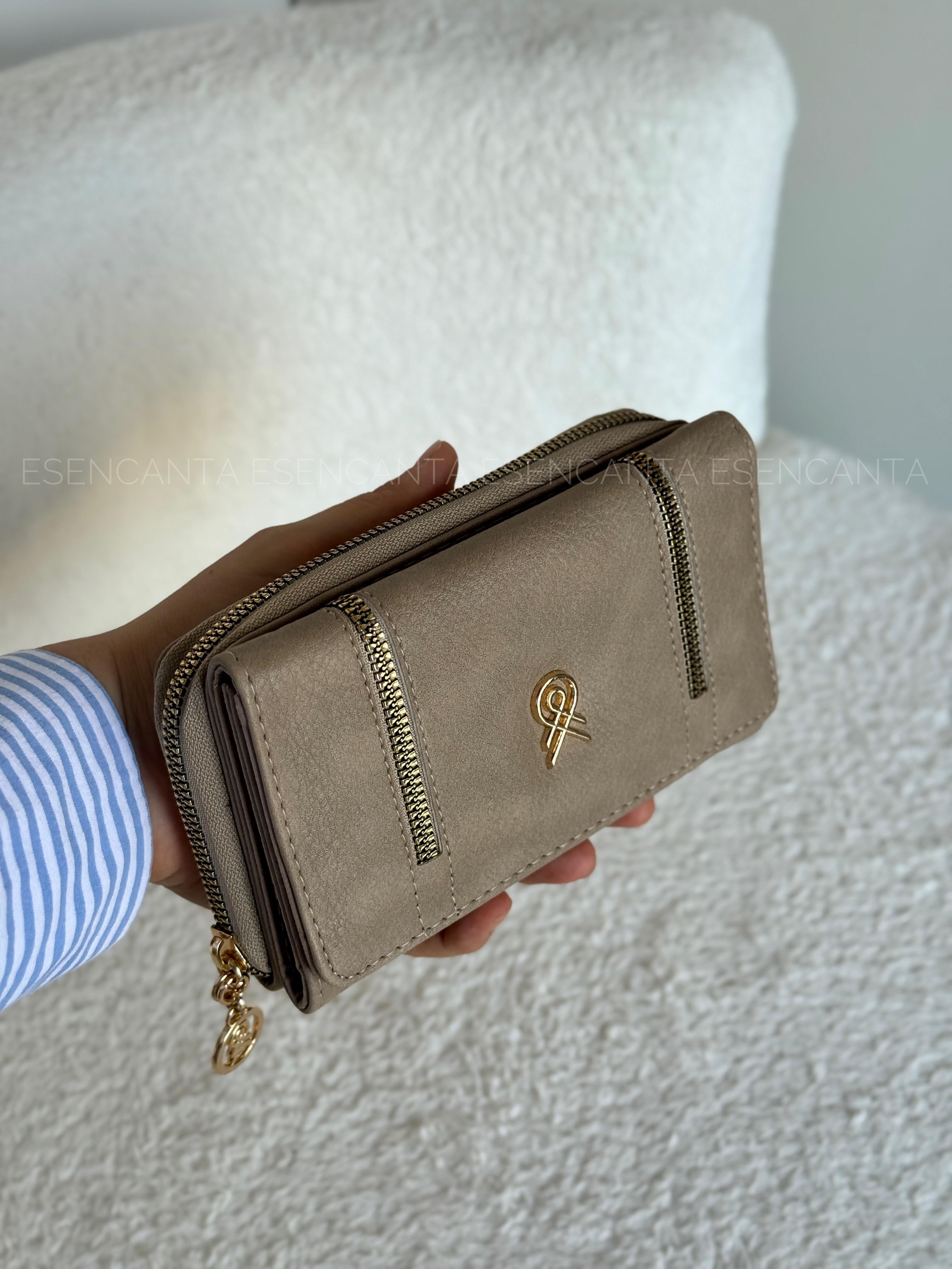 Fermuar Detaylı Çok Gözlü Bayan Cüzdan - Vizon