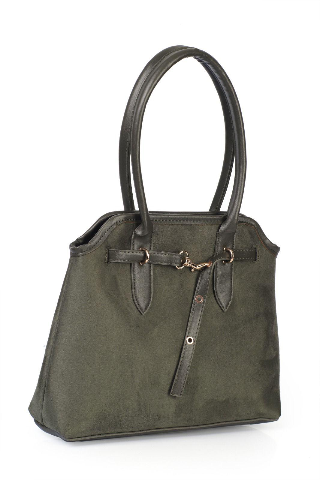 Büyük Boy Nubuk Kanca Detaylı Kol Çantası