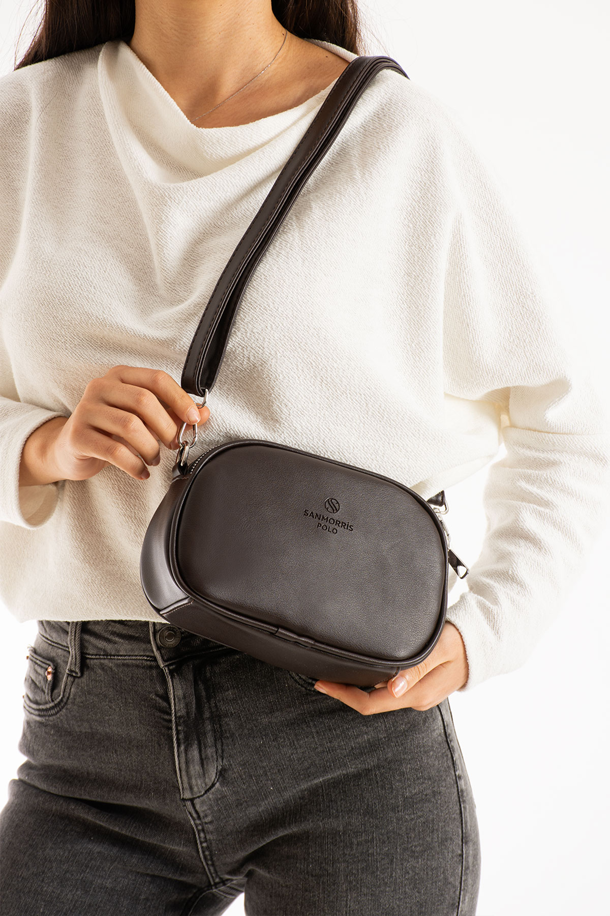 3 Gözlü Astarlı Ayarlanabilir Uzun Askılı Bayan Çapraz Çanta - Kahve