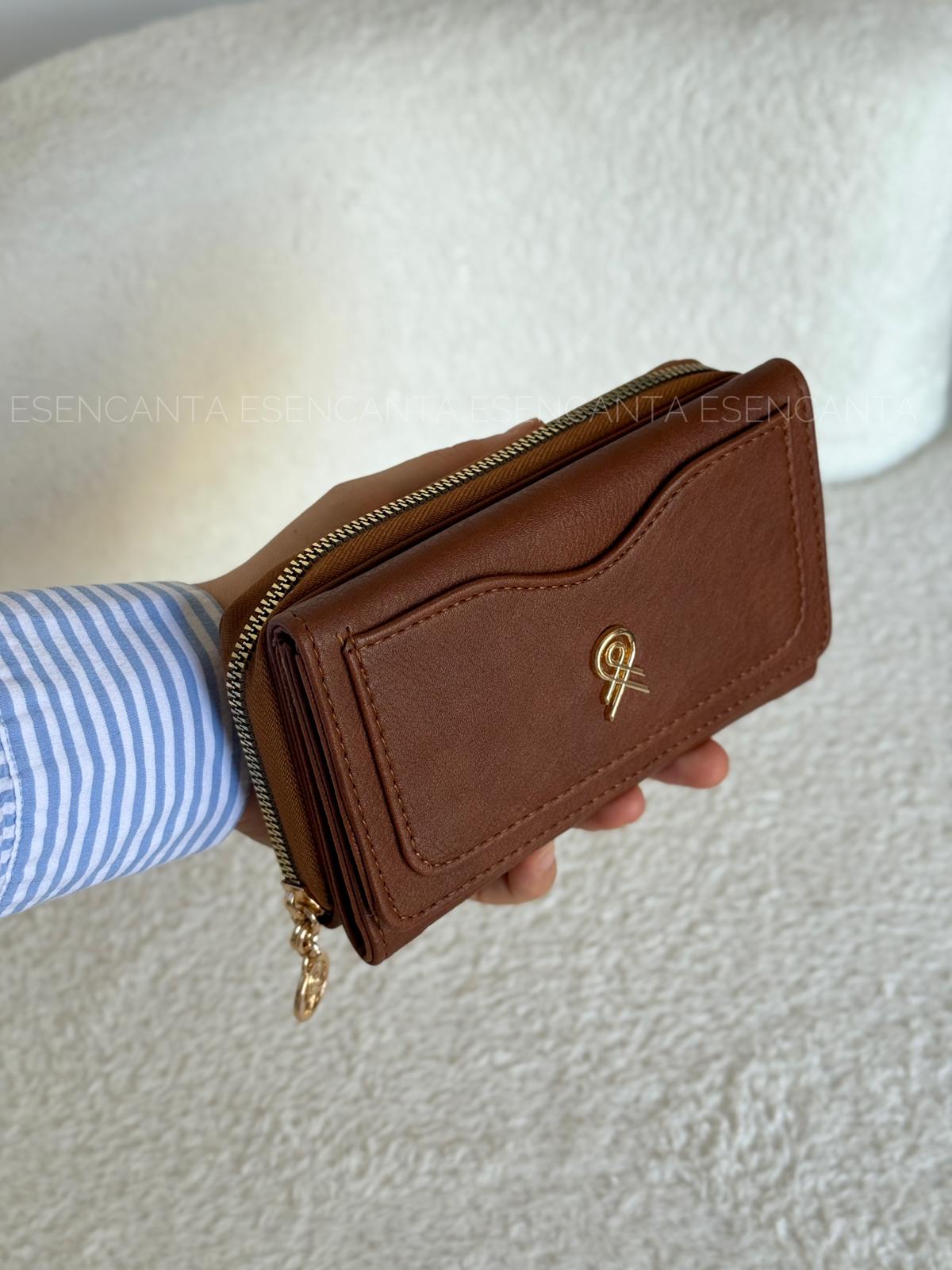 Kartlık Detaylı Orta Boy Çok Gözlü Bayan Cüzdan - Taba