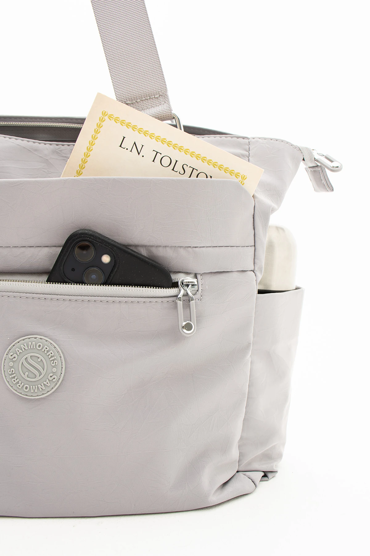 5 Bölmeli Su Geçirmez Astarlı Ayarlanabilir Uzun Askılı Bayan Çapraz Çanta - Gri