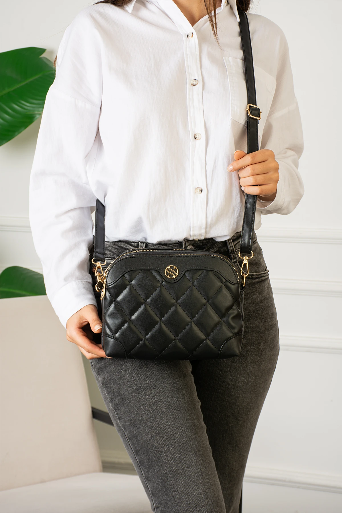 3 Bölmeli Astarlı Ayarlanabilir Uzun Askılı Bayan Çapraz Çanta