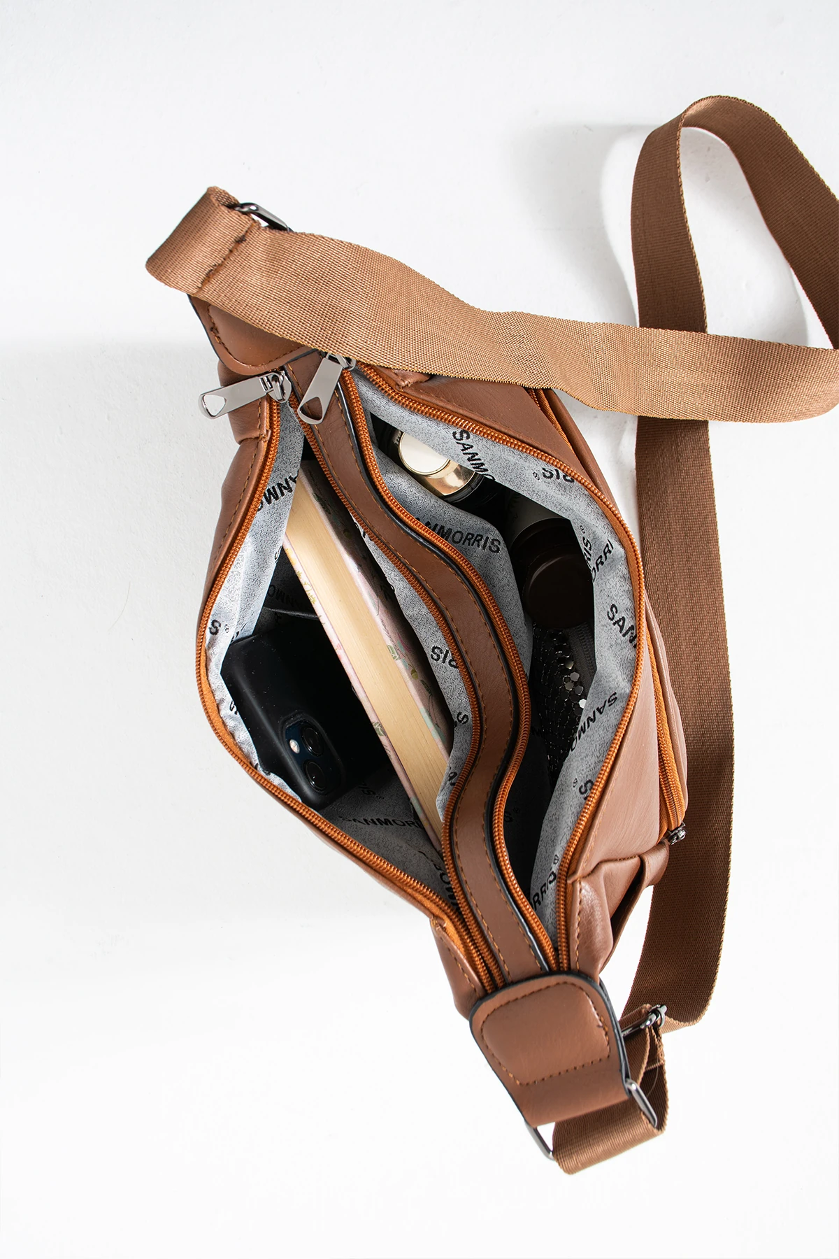 6 Bölmeli Astarlı Ayarlanabilir Uzun Askılı Bayan Çapraz Çanta