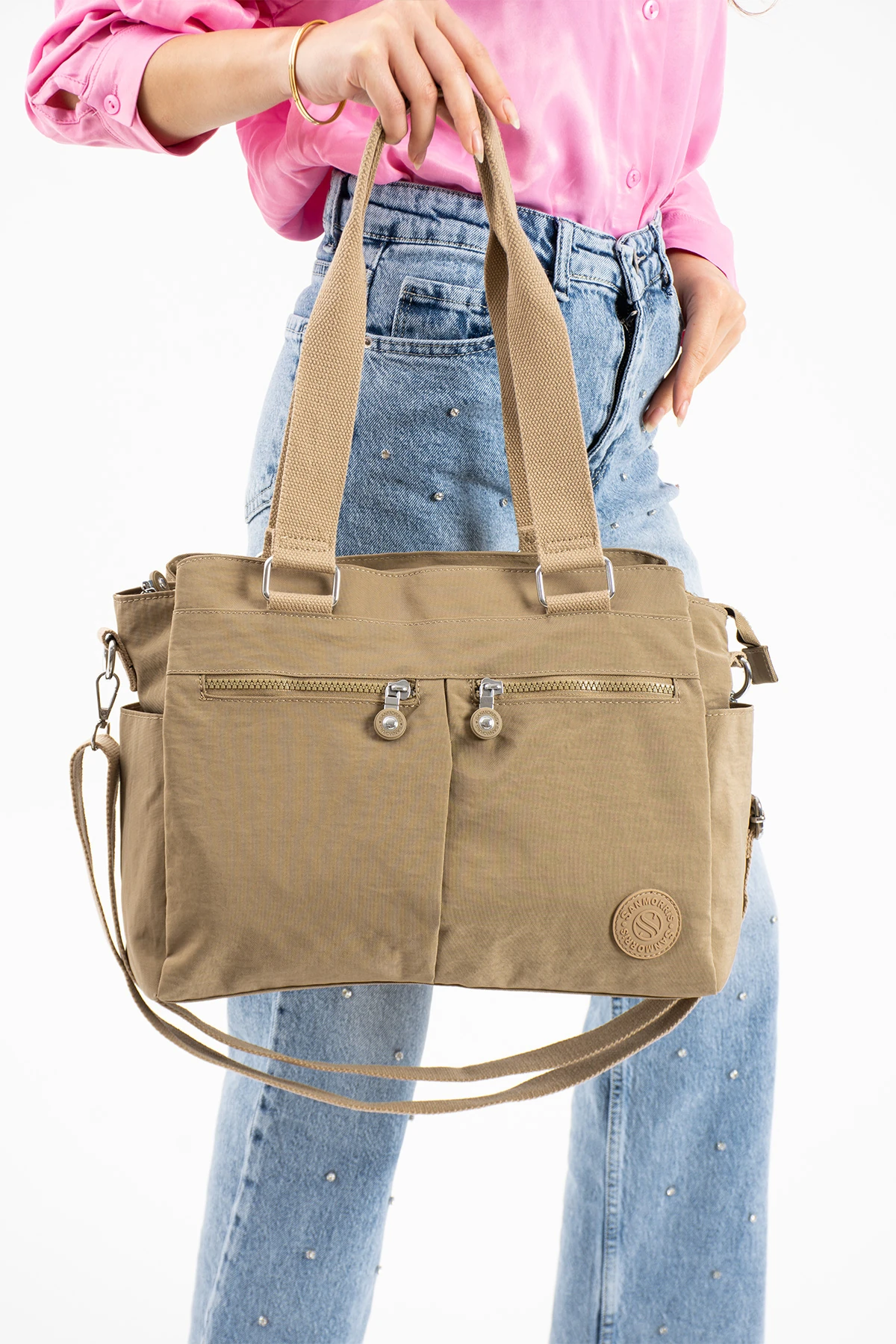 8 Bölmeli Astarlı Klınkır Su Geçirmez Ayarlanabilir Uzun Askılı Bayan Çapraz Çanta - Haki