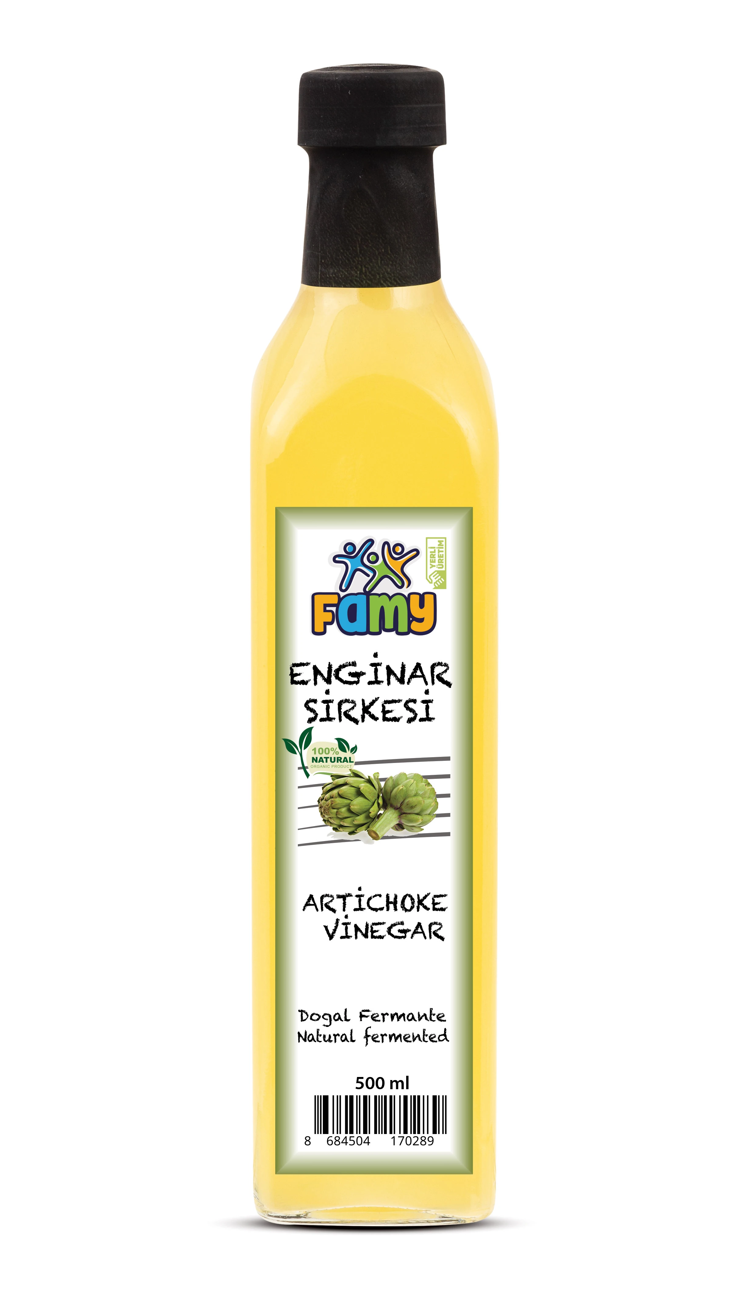 Famy Enginar Sirkesi Doğal Fermentasyon 500 ML Cam Şişe