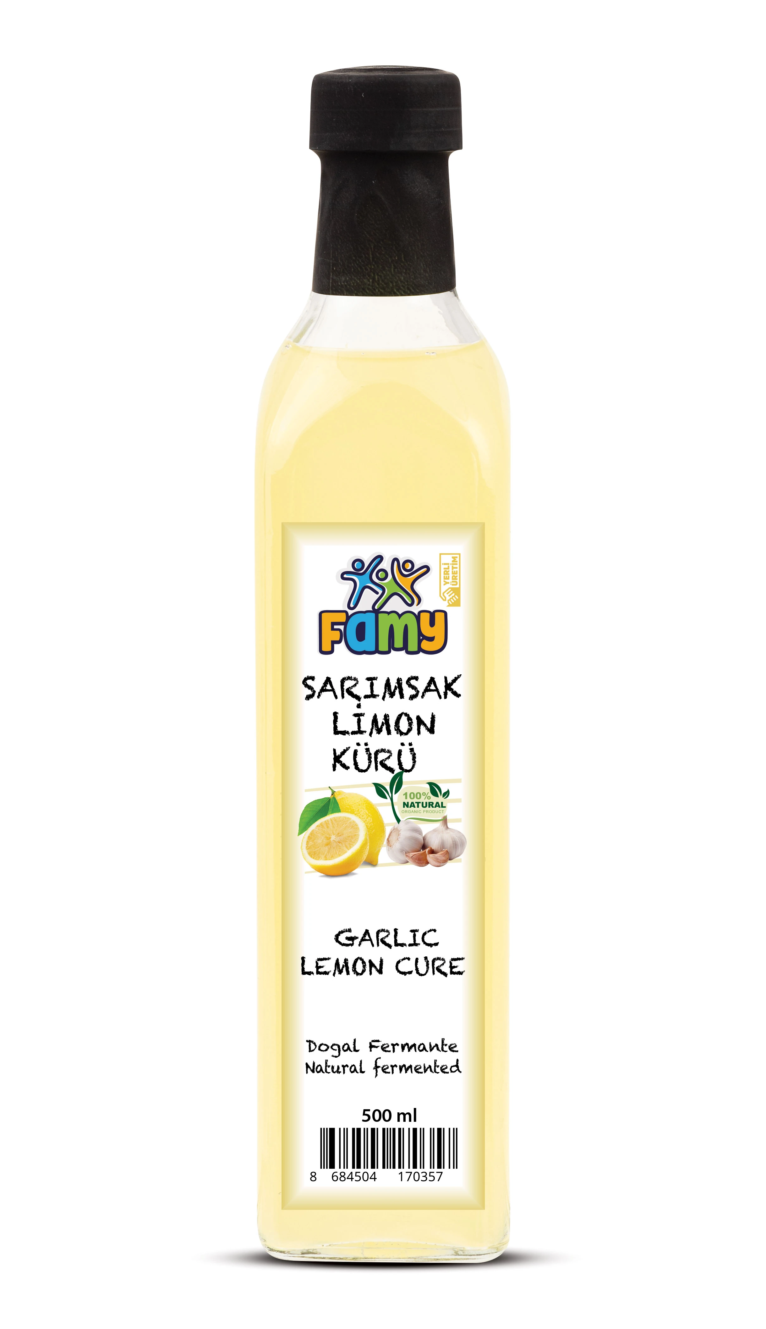 Famy Sarımsak Limon Kürü Doğal Fermentasyon 500 ML Cam Şişe
