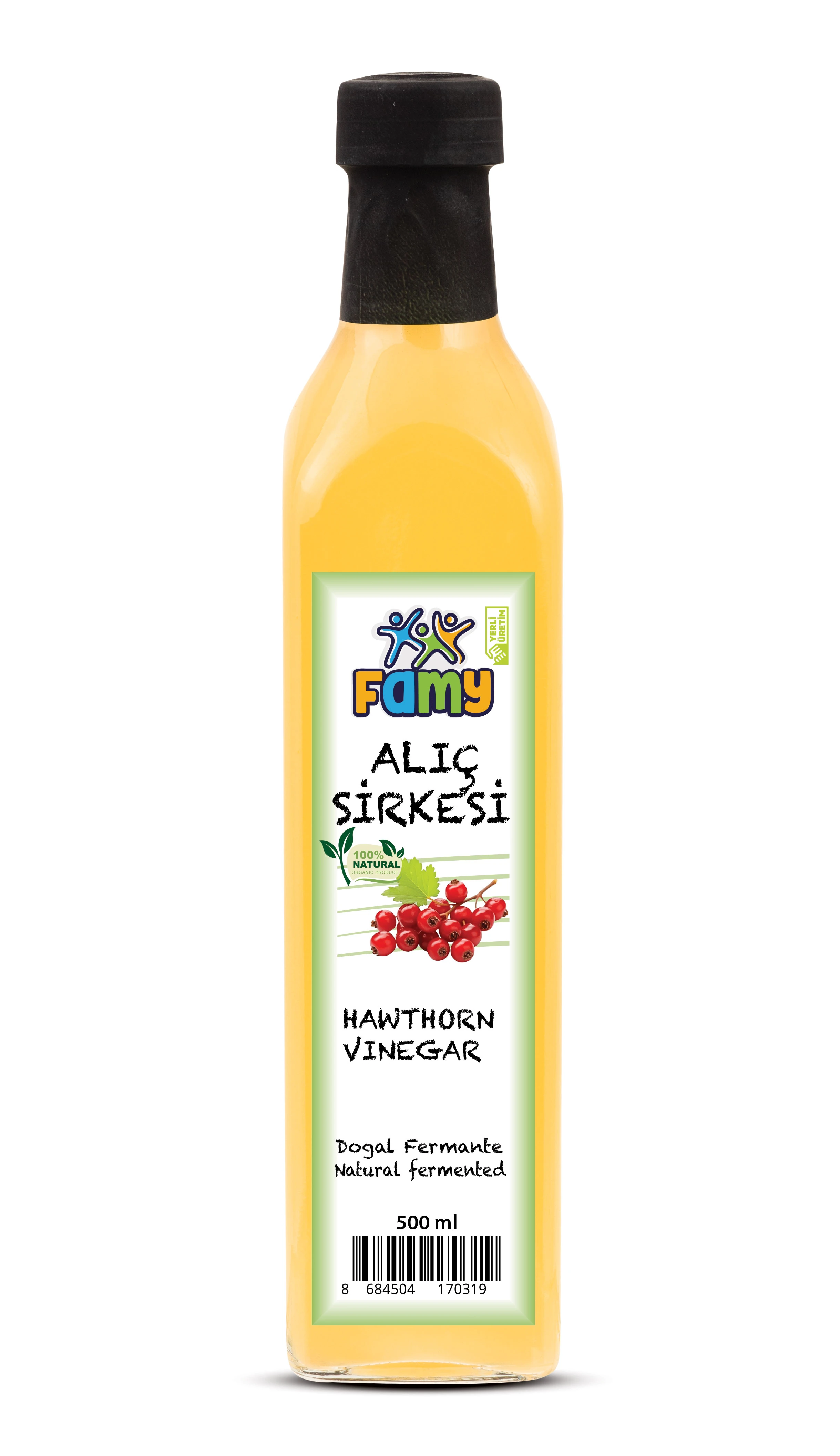 Famy Alıç Sirkesi Doğal Fermentasyon 500 ML Cam Şişe