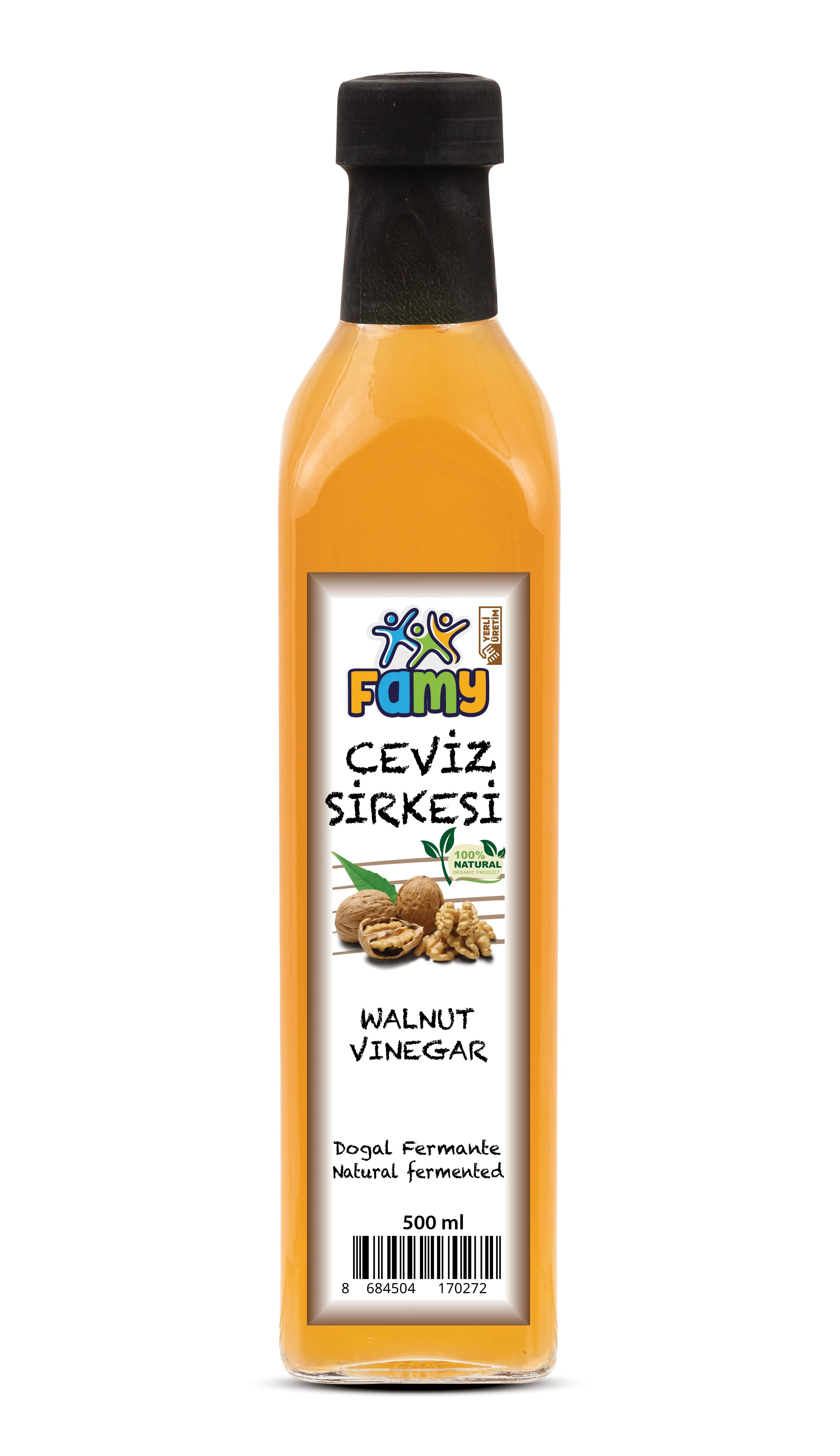 Famy Ceviz Sirkesi Doğal Fermentasyon 500 ML Cam Şişe