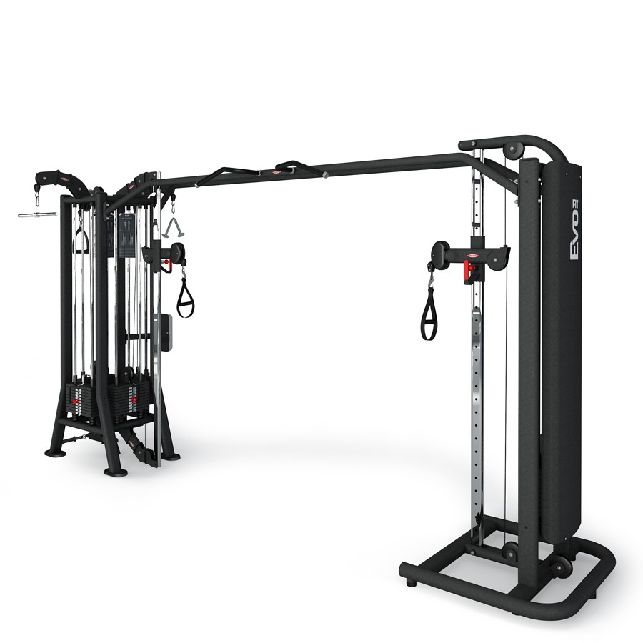 1FE112+124-4 - Station Multi Gym + Adjustable Cable Station With Bar