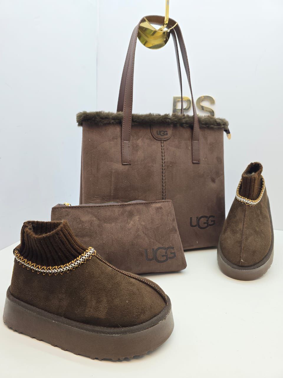 İthal UGG Lastikli Ayakkabı Çanta Cüzdan Üçlü Set