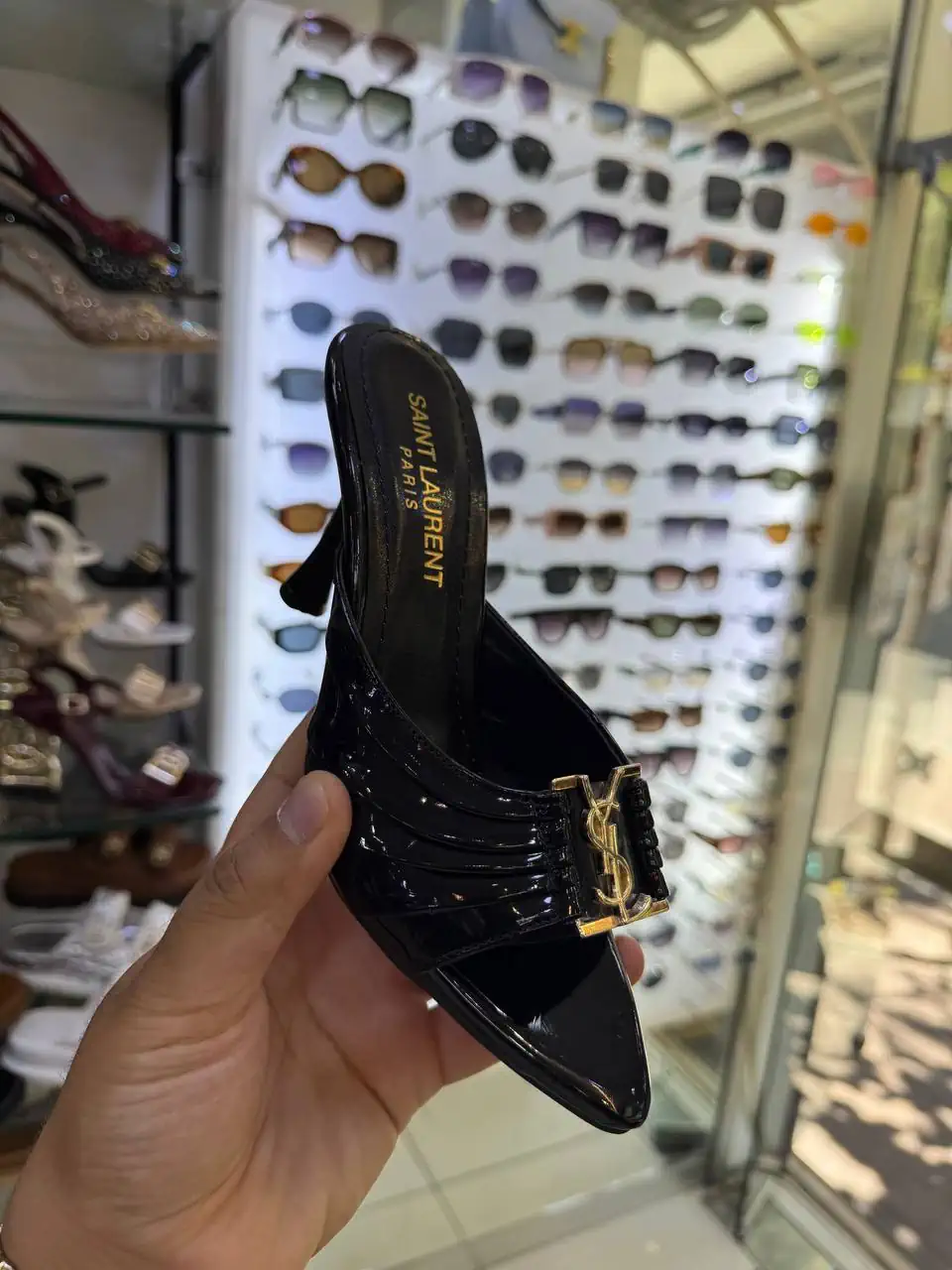 İthal Saint Laurent Lüks Topuklu Terlik