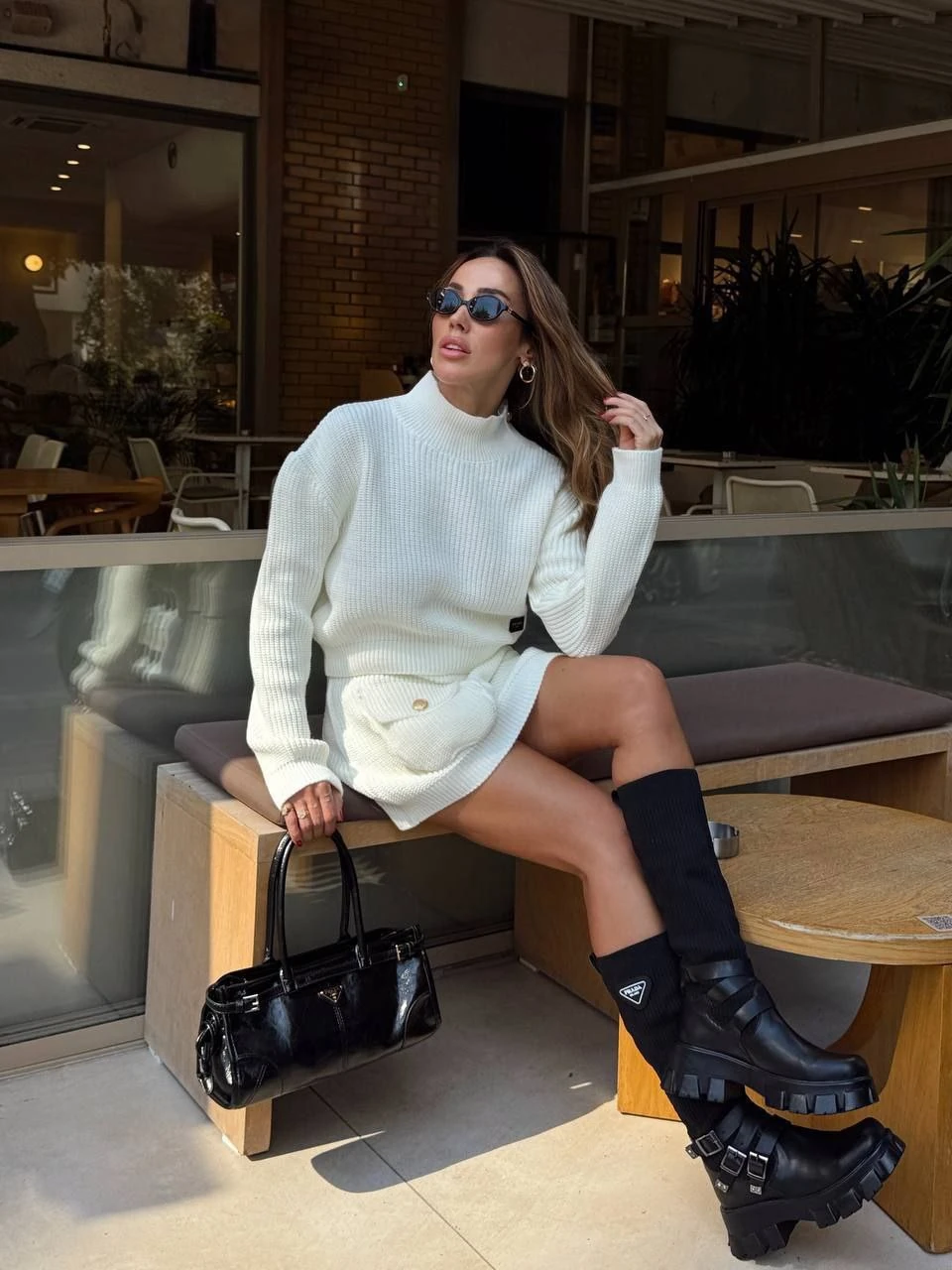 Prada İthal Kumaş Oversize Triko İkili Takım