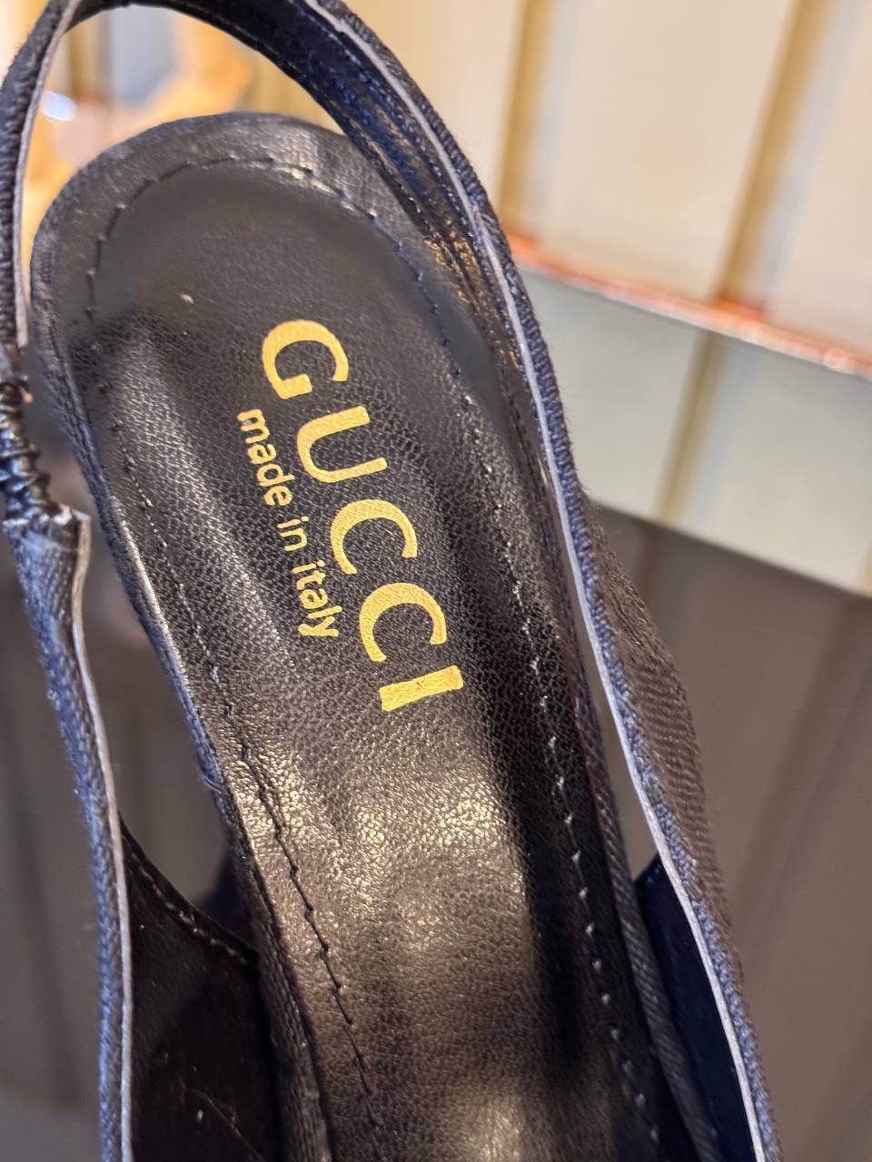 İthal Gucci Taşlı  Topuklu Ayakkabı