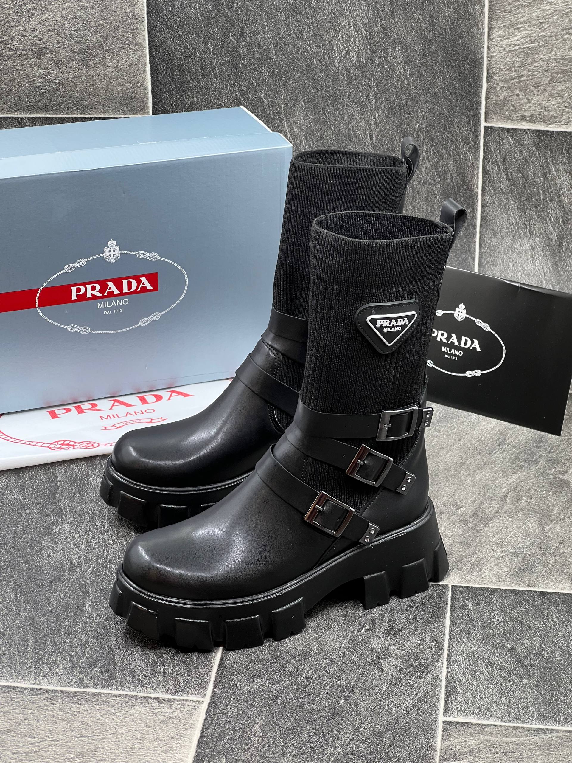 Prada Premium Örme Uzun Bot