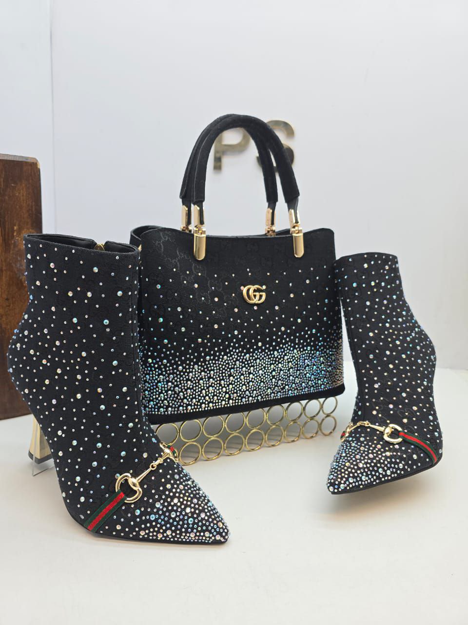 İthal Gucci Çanta Topuklu Bot Set