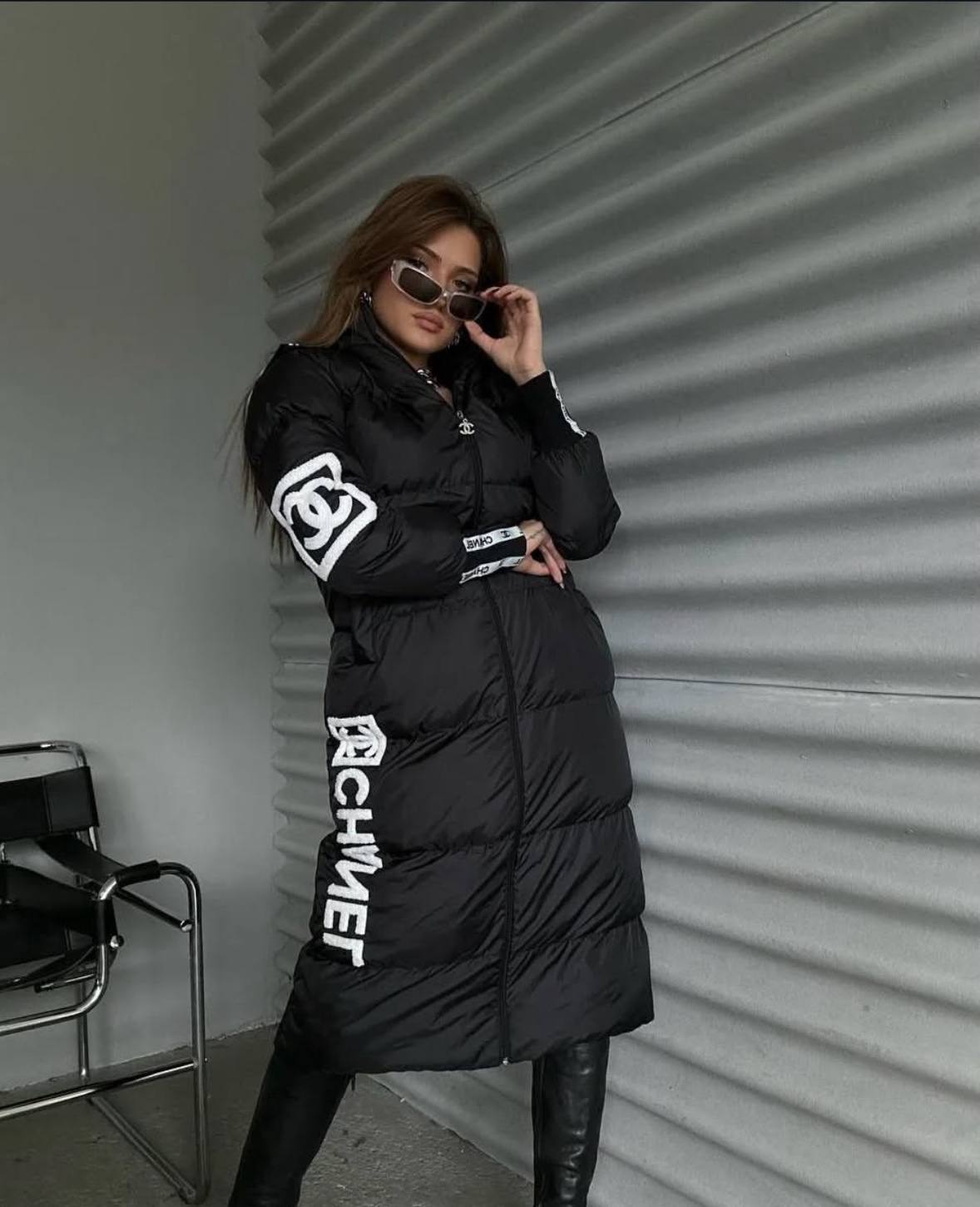 Chanel Paraşüt Kumaş Uzun Şişme Mont