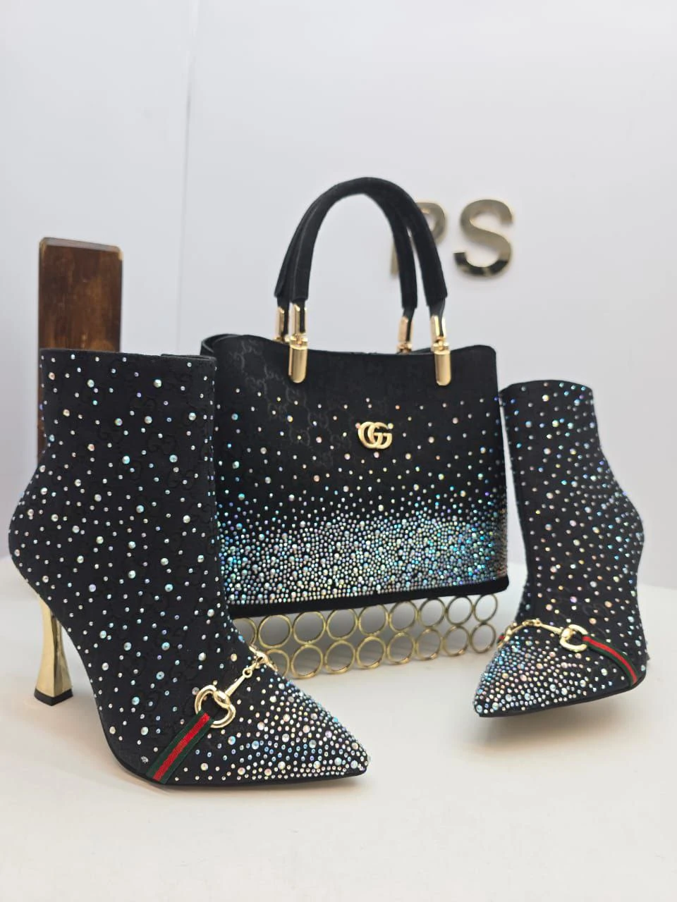 İthal Gucci Çanta Topuklu Bot Set